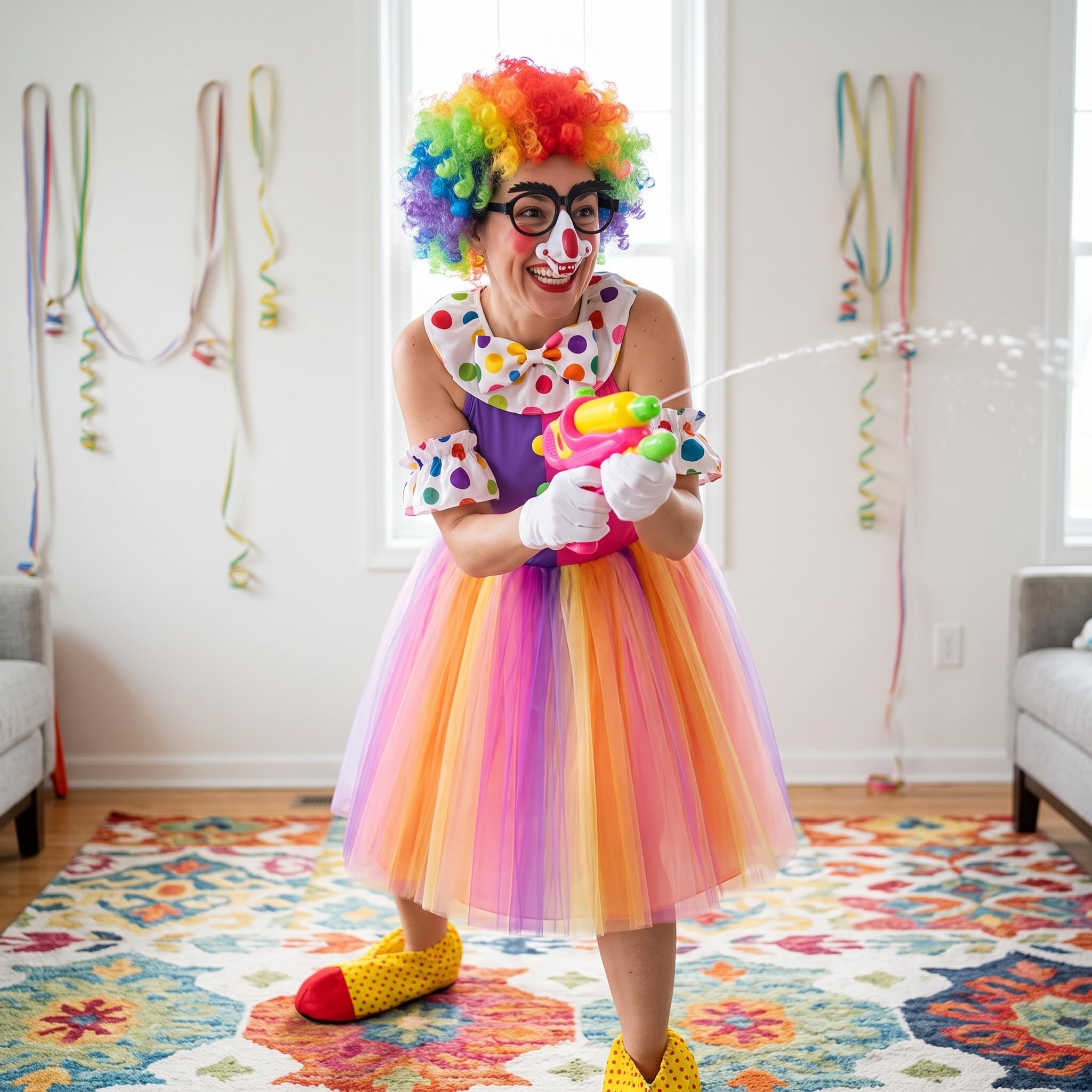 Clown Kostüm Erwachsene Damen 11-teiliges Set für Fasching, Karneval & Halloween – Zirkus Kostüm Damen