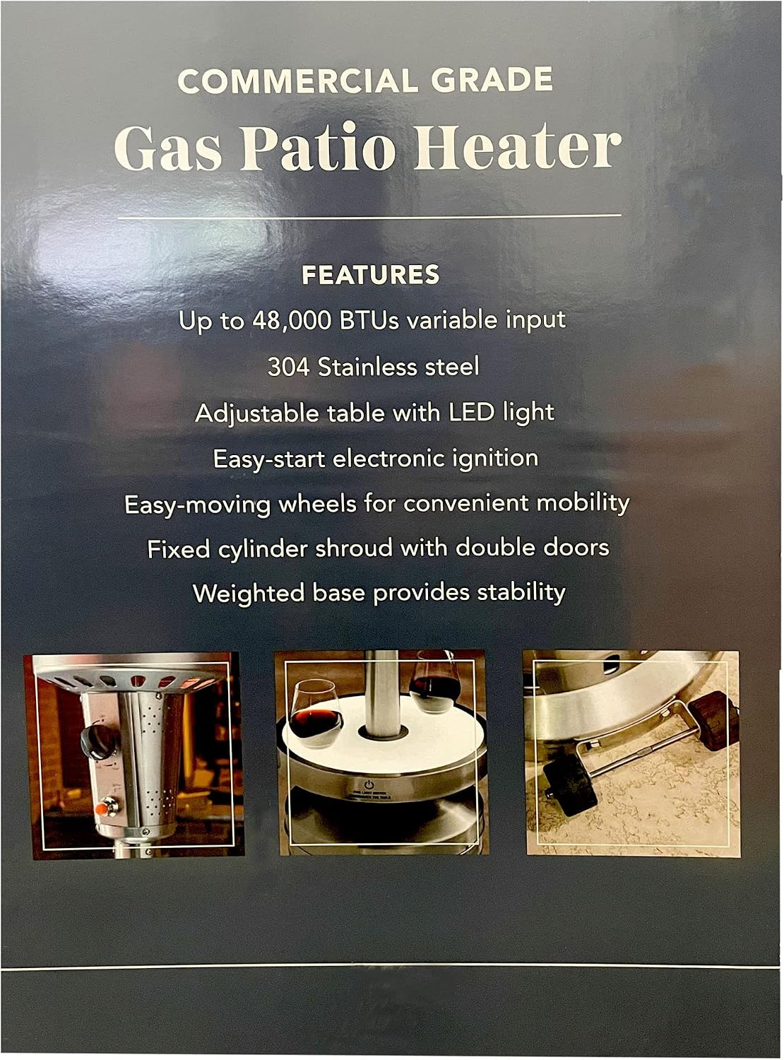 Member's Mark Patio Heater with LED Table + Wheels for Moving