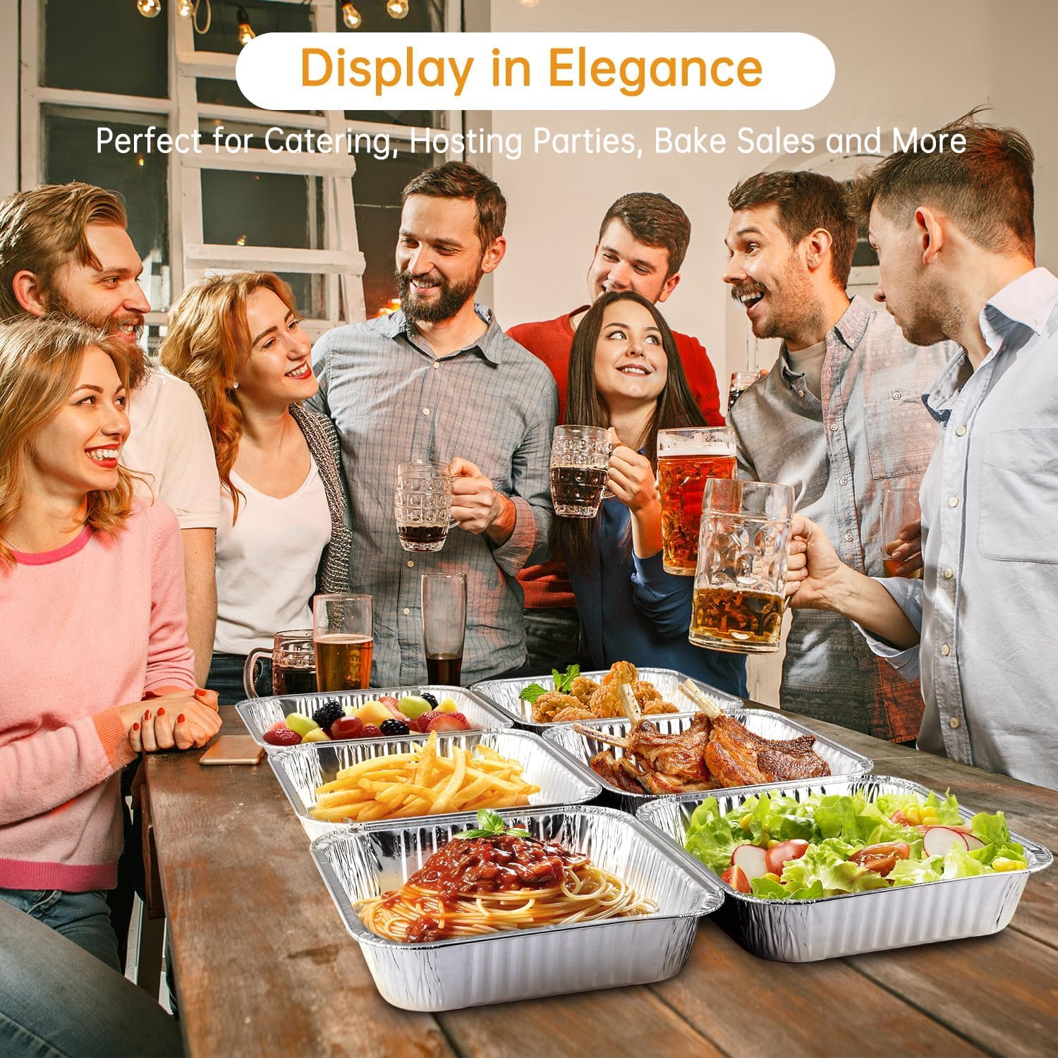 OTYMIOW 1000 Ml Barquettes En Aluminium 50PCS Récipients En Aluminium Rectangulaires Barquettes