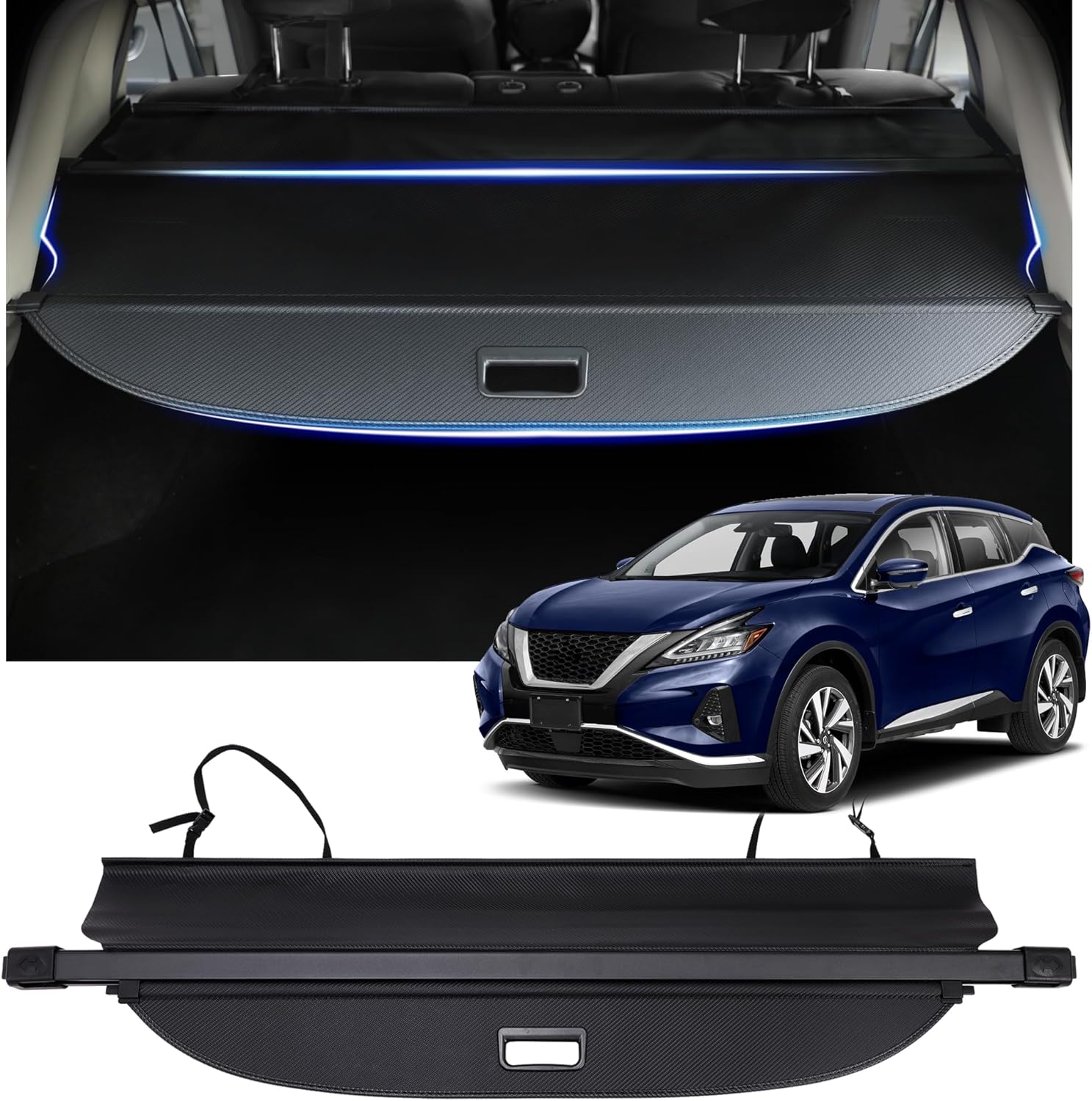 Cargo Cover Fit for Nissan Murano Platinum SL SV S 2015-2024 Accessories,Retractable Rear Trunk Cover Luggage Security Shield Shade Cover Nissan Murano Platinum SL SV S 2015-Present