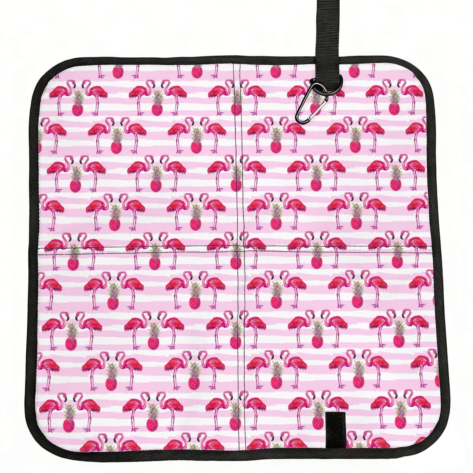SDEGTHO Summer Tropical Flamingo and Pineapple Printed Foldable Seat Pad with Closure, Lightweight Cushion for Airplane Travel Camping