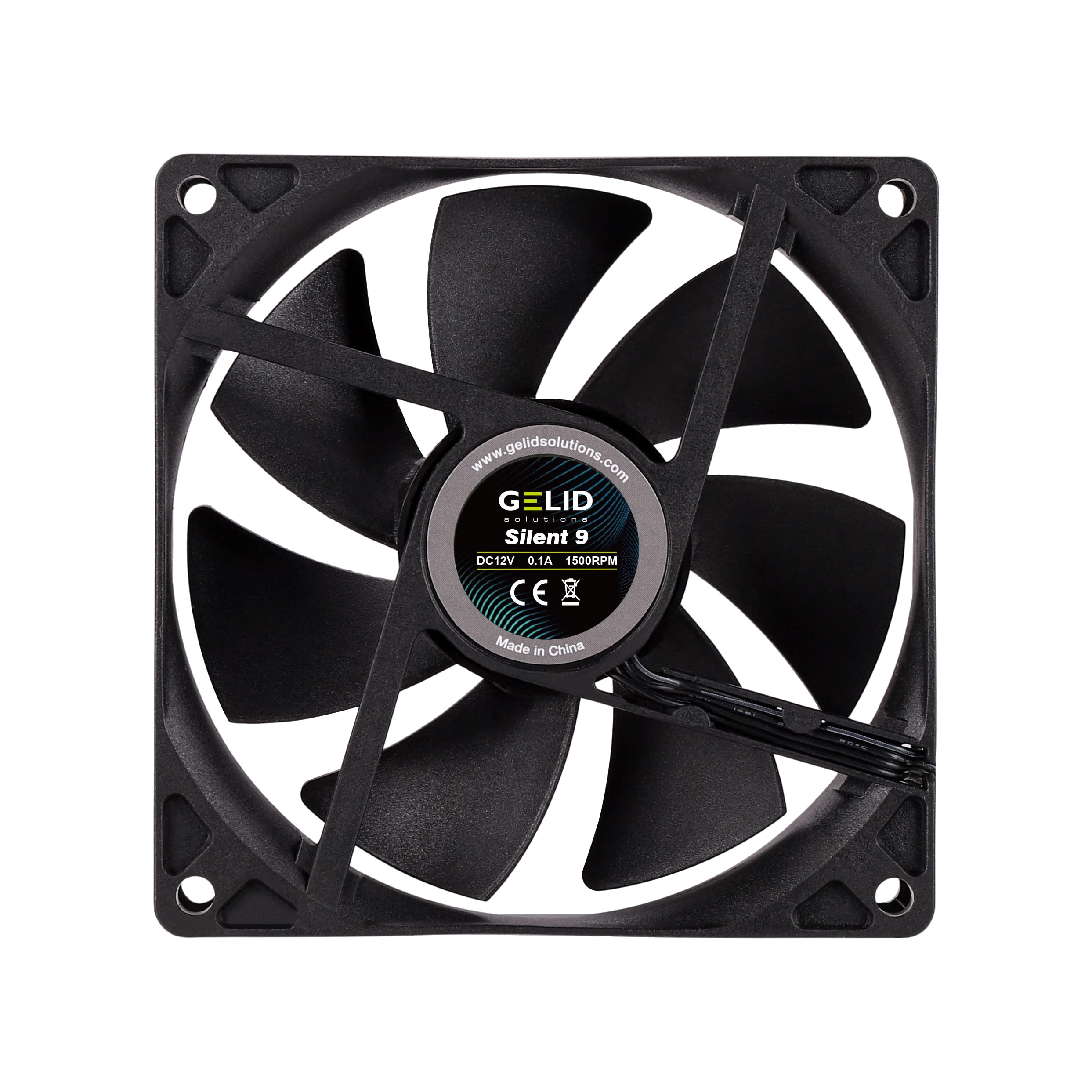 Gelid Solutions Silent 9 Black 92 mm Quiet Operation Optimized Fan Blades High Airflow 3 Pin Connector RPM 1500 92 x 92 x 25 mm Black - Image 3