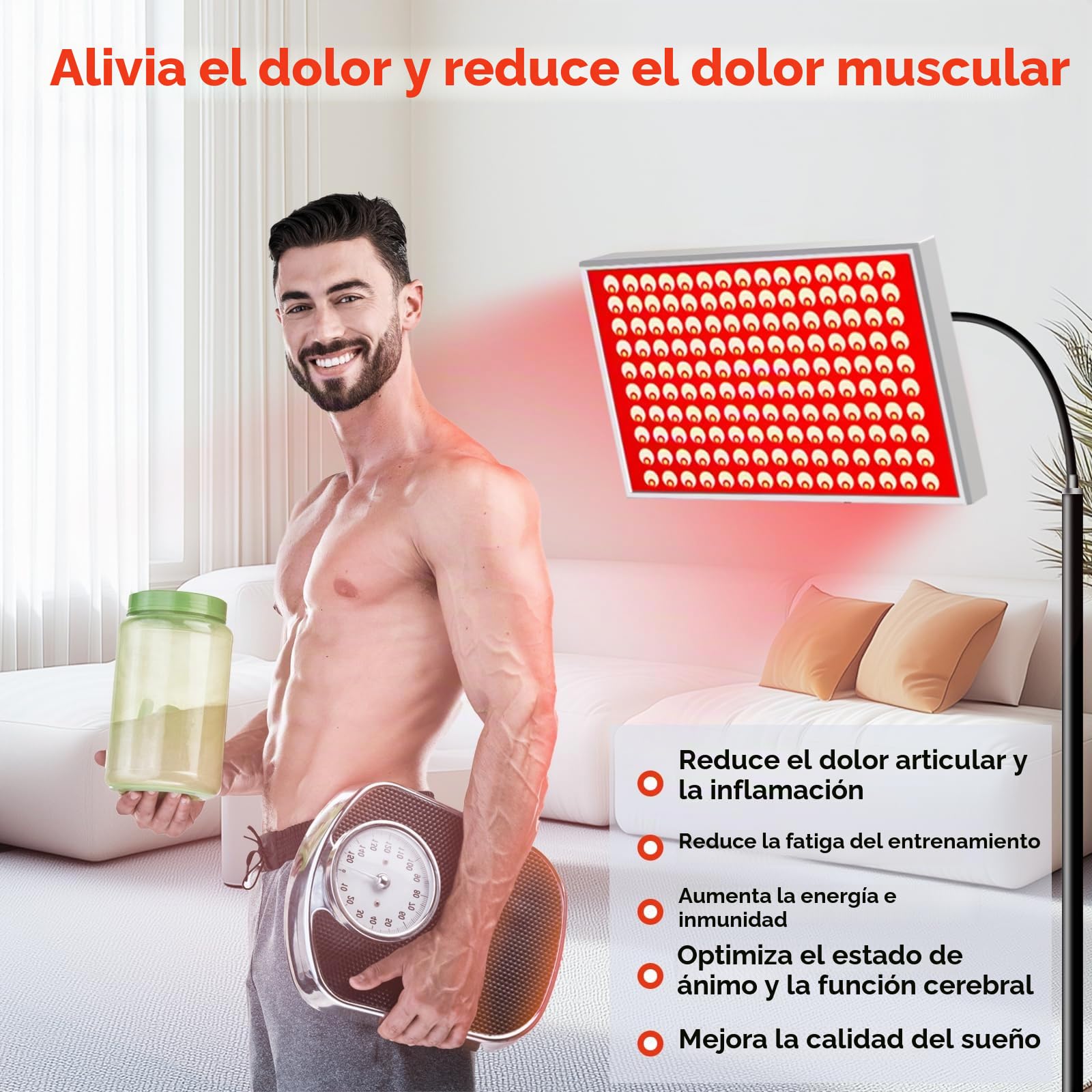 Tuohun Terapia de luz roja, lámpara 2 en 1 para el cuerpo, panel de terapia infrarroja con soporte, 660 nm y 850 nm, dispositivo LED de rojo