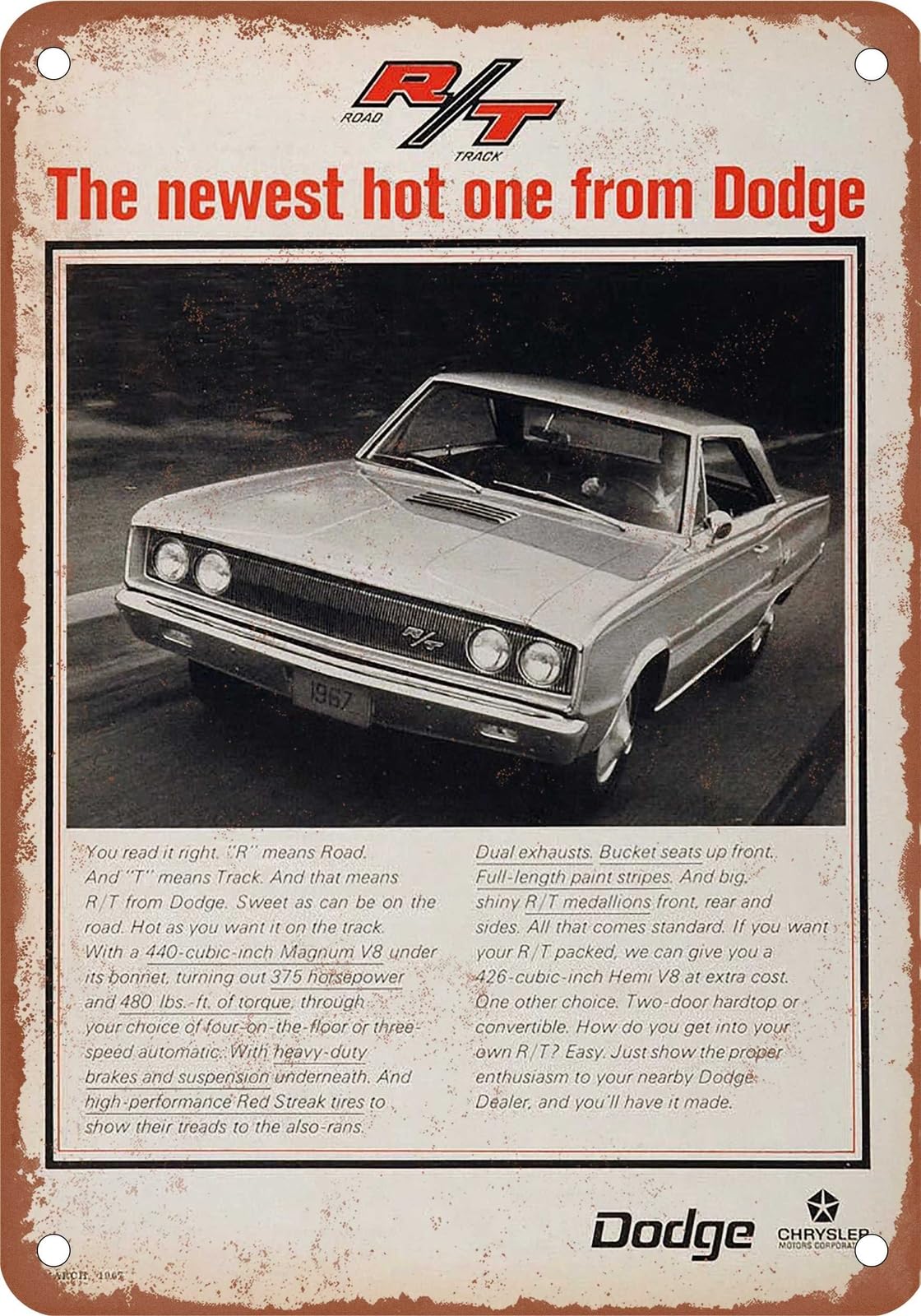 Miaomansenstore Metal Sign - 1967 Dodge Vintage Ad 10 - Old Retro Rusty Look Home Decor