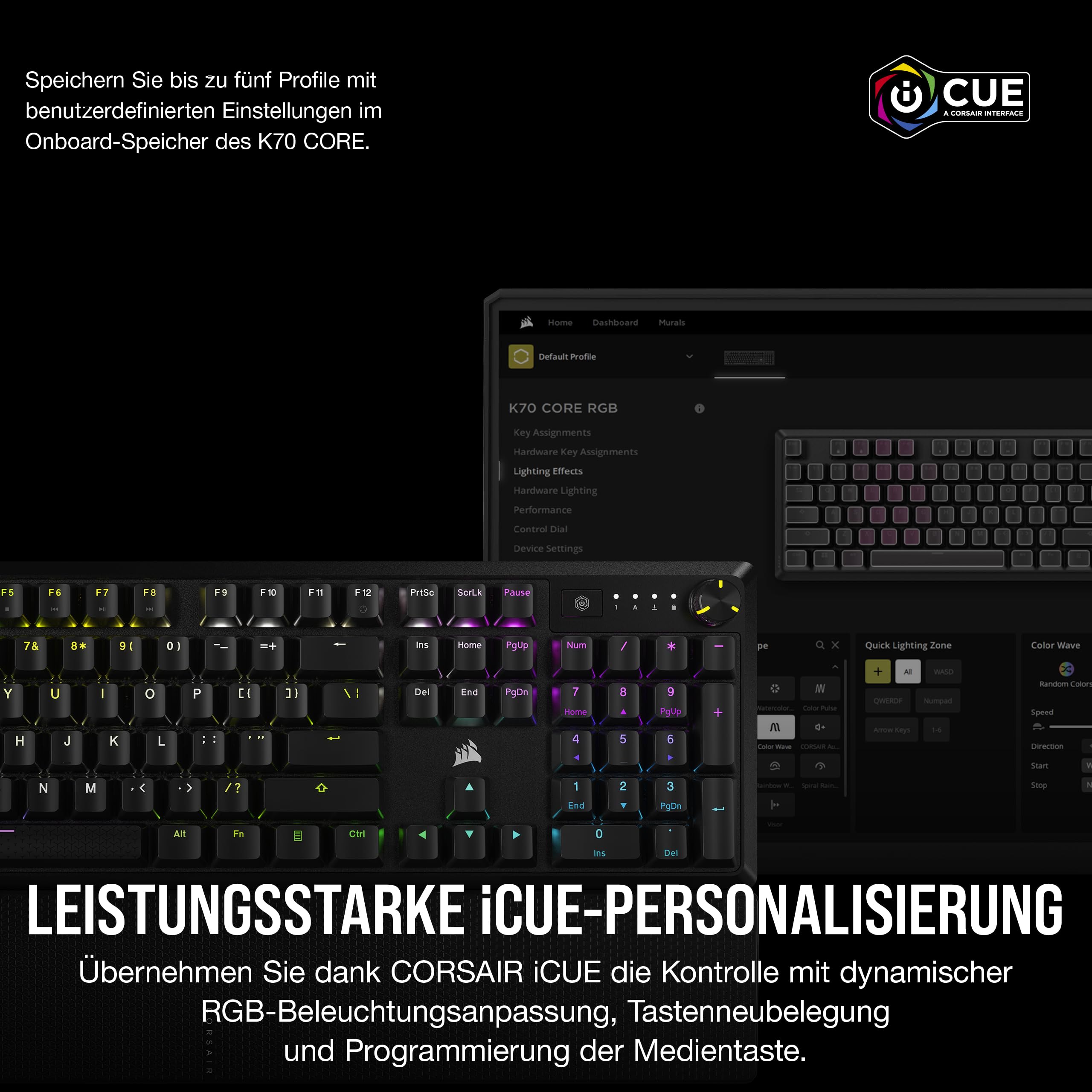 Corsair K70 CORE RGB SOCD Mechanische Gaming-Tastatur Schwarz
