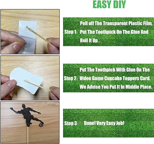 Miniatura 7 de 25 piezas de decoración para cupcakes de fútbol, decoración de pasteles con temática de fútbol americano para niños, decoración de cumpleaños,