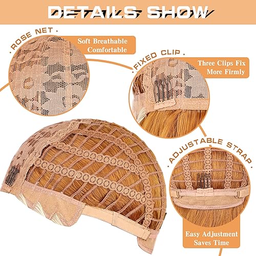 Miniatura 5 de ENTRANCED STYLES Peluca naranja con flequillo, pelucas largas onduladas naranjas para mujer, peluca naranja y rubia, peluca sintética resistente al