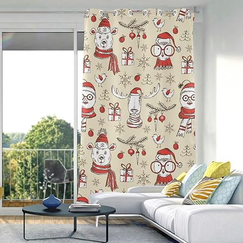 Miniatura 5 de Cortinas opacas con diseño de alce de Feliz Navidad para dormitorio, 84 pulgadas de largo, cortinas de puerta para tratamiento de ventanas, cortinas