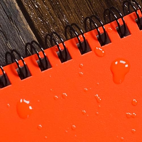Miniatura 6 de Rite in the Rain Cuaderno con espiral superior resistente a la intemperie, 3 x 5 pulgadas, cubierta naranja, patrón universal, paquete de 6 (No.