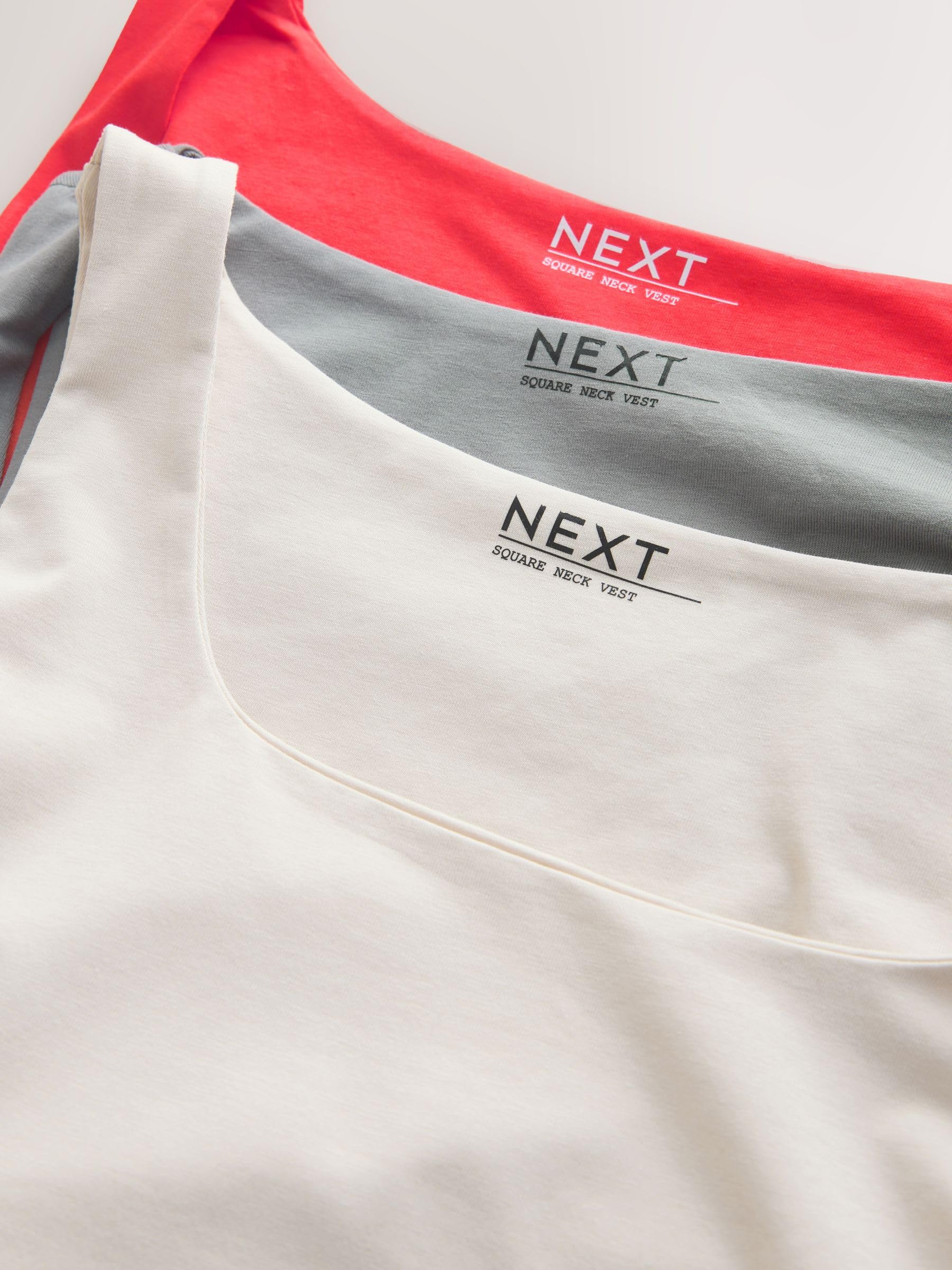 NEXT Mujeres Pack de 3 camisetas sin mangas con cuello cuadrado