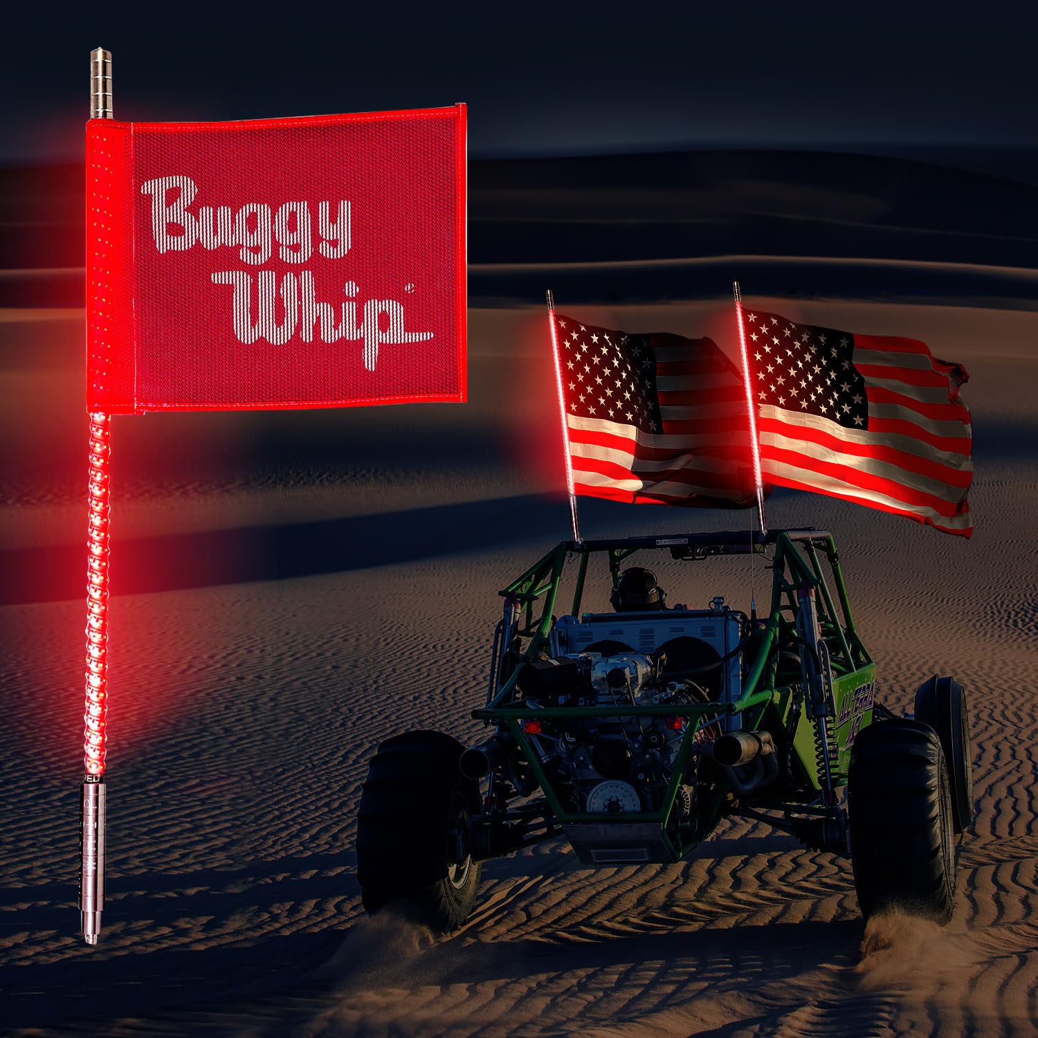 Buggy Whip Super Bright Quick Release LED Whips - Industrial Strength, Made in The USA - for UTV, ATV, SXS, Polaris, Can Am, Trucks, Mining, Construction, Safety Vehicles (Red, 4FT)