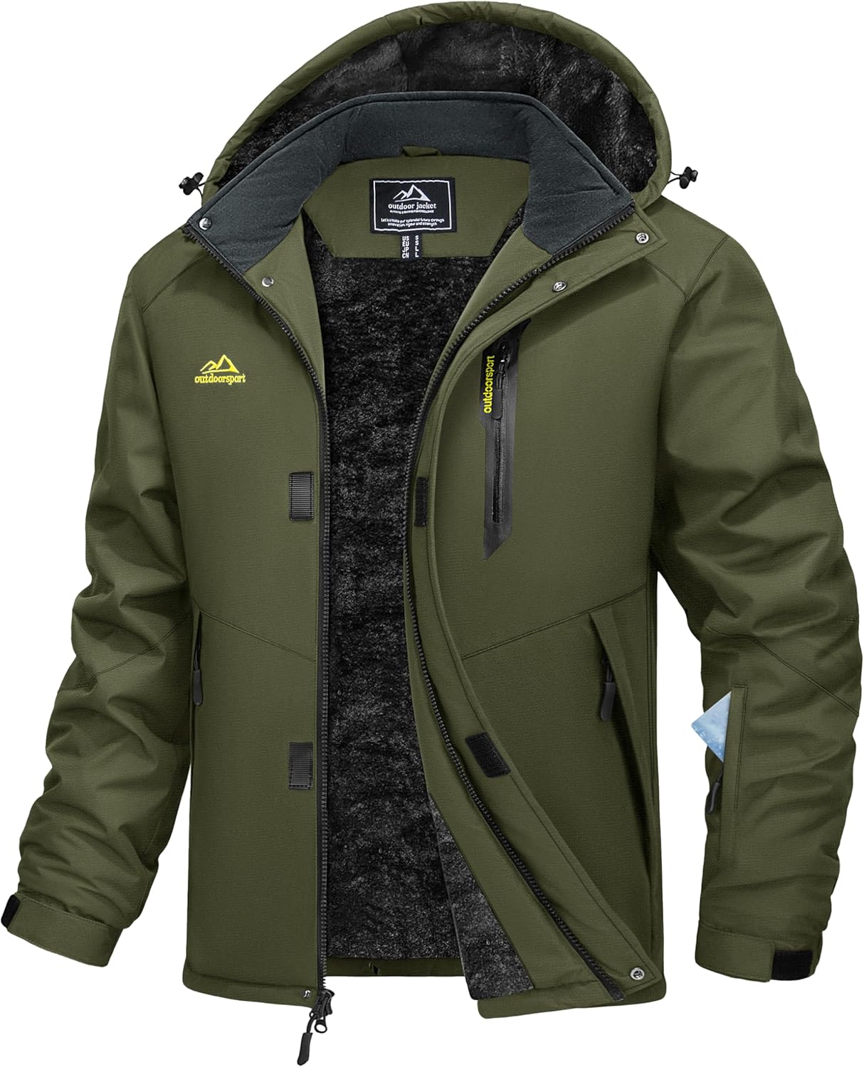 MAGCOMSEN Mens Winter Jacket Ski Snow Waterproof Jackets Warm Fleece Snowboard Coat Parka Raincoats with Multi-Pockets