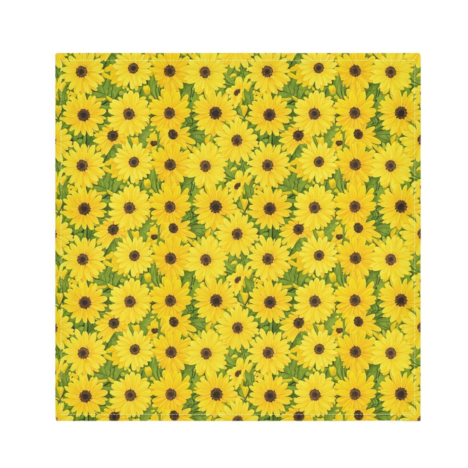 Ttgoth Sunflowers Cloth Napkin Set of 4 Washable & Reusable Dinner Napkins for Dining Table, Banquets, Wedding, Party, 50x50 cm