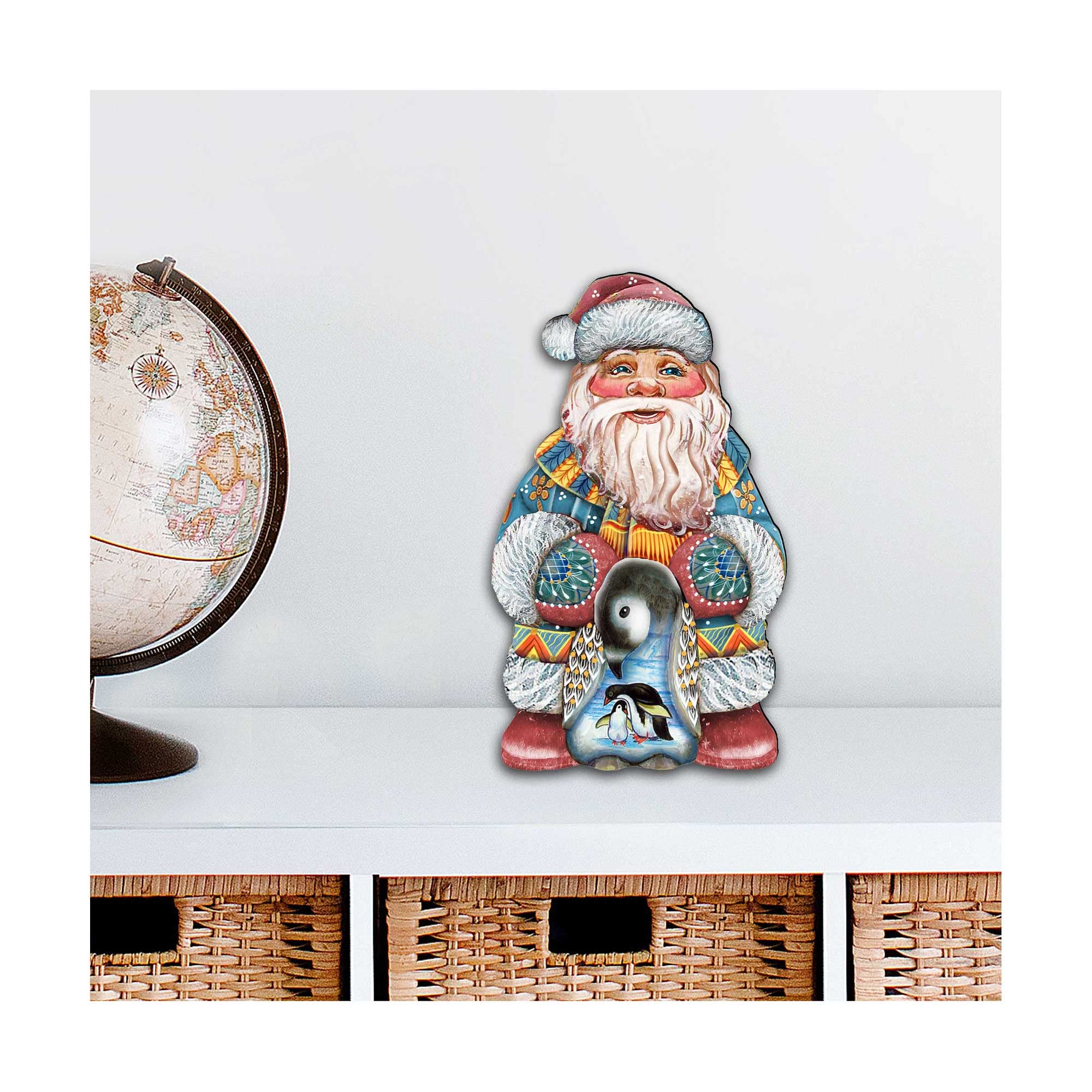gDeBrekht 8118051M Penguin Santa christmas Wooden Decorative Hanging or Freestanding Figurine for Home & garden