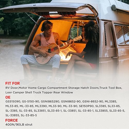 Miniatura 3 de BDFHYK ML3385 - Amortiguadores de gas de 15 pulgadas, 400 N90 libras, soporte de elevación para Leer Camper, cubierta trasera, tapa de recogida,