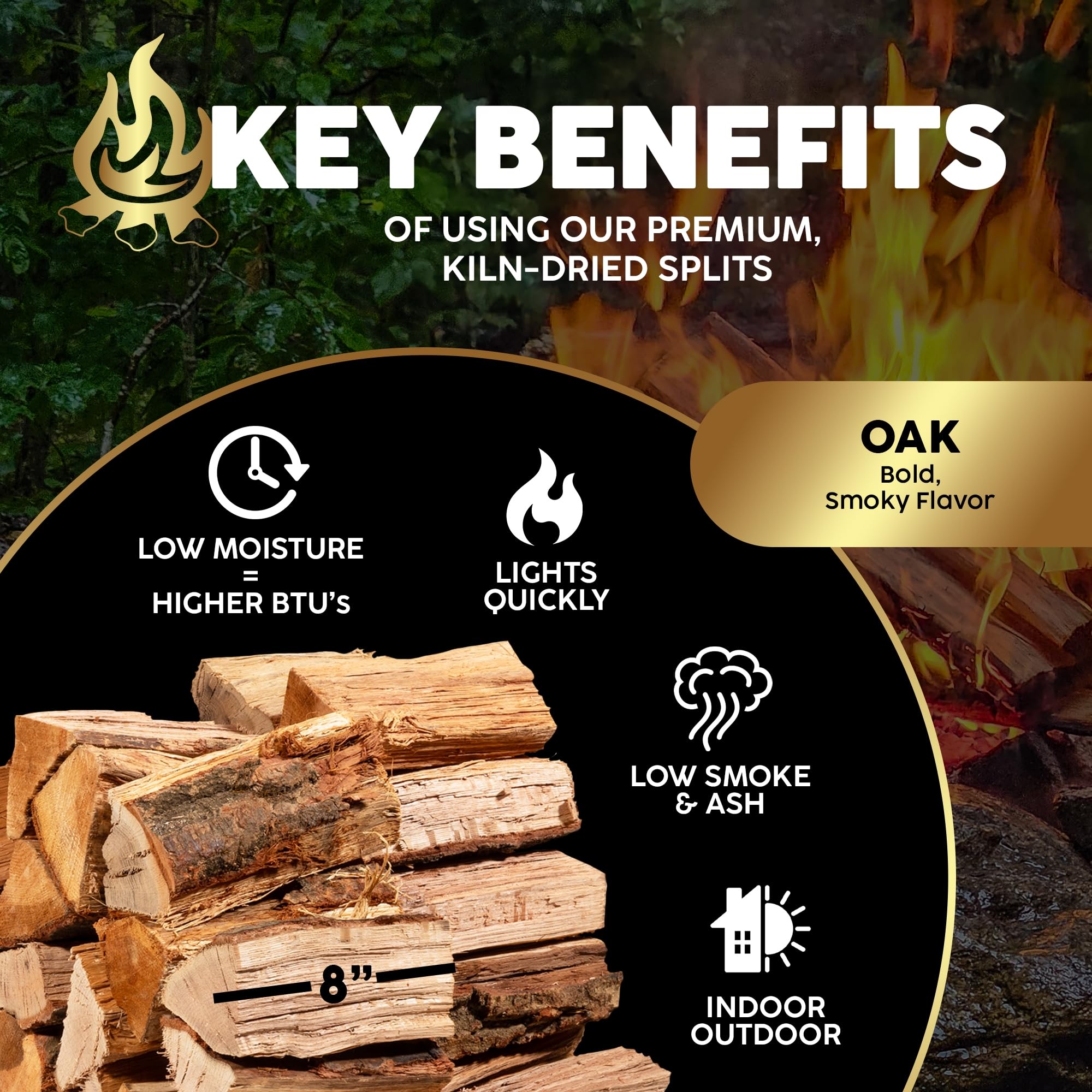 Amazon.com : Firewood Central Kiln-Dried PA Oak – 8” Splits