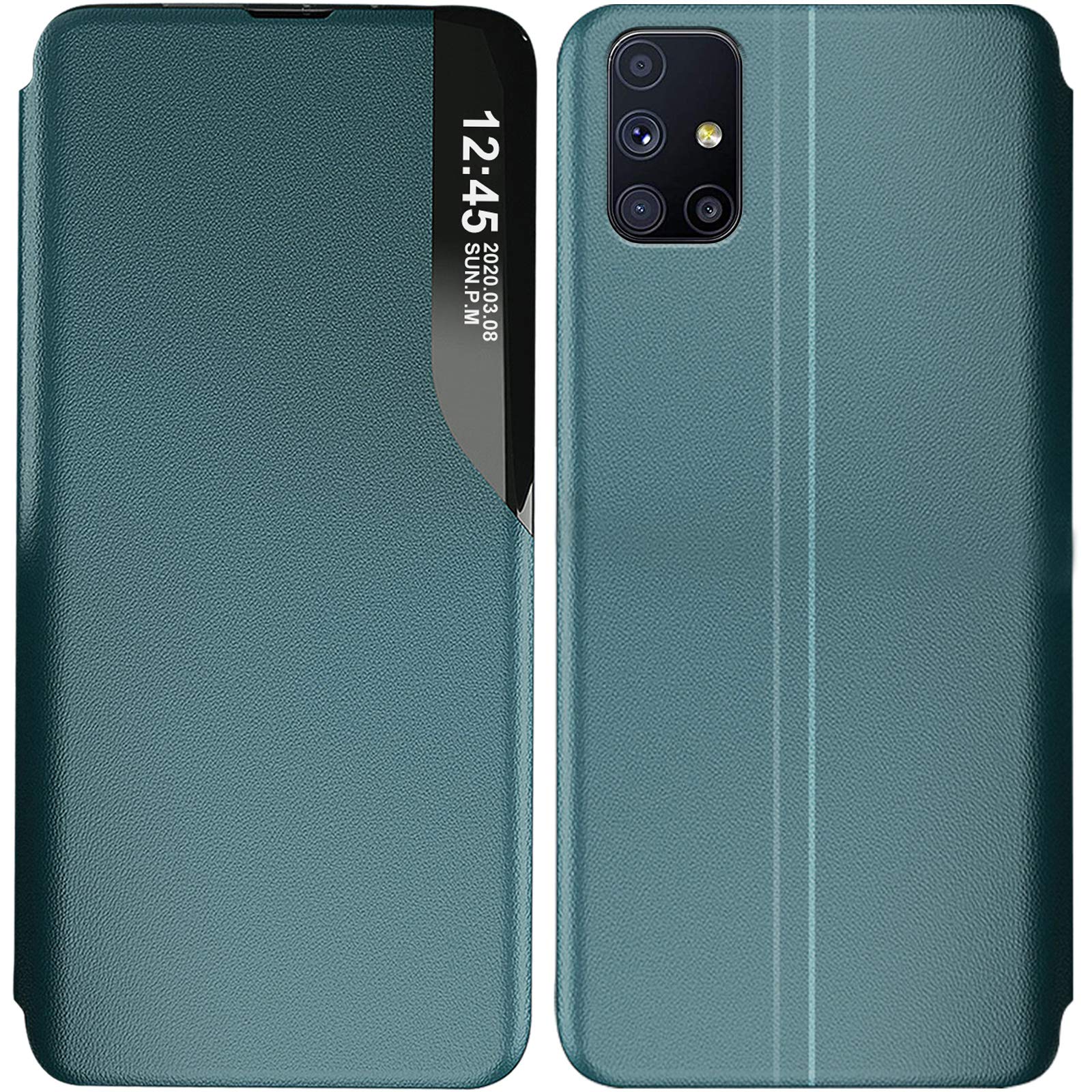 for Samsung Galaxy F62/M62 Case with Kickstand Military Grade Shockproof  Anti-Scratch Bumper Clear Leather Phone Case Protective S-View Flip Cover