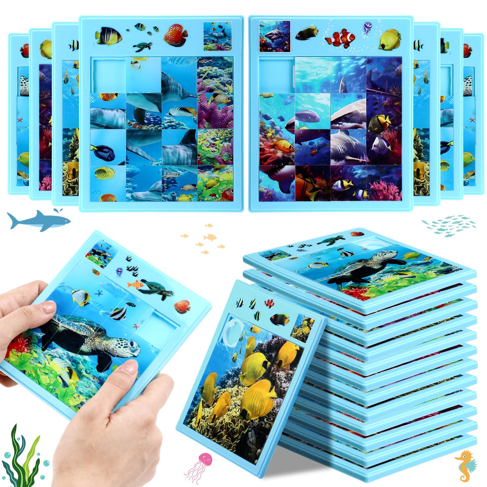 Photo 1 of Wovnet 24 Pcs Large Slide Puzzles Game Brain Teaser Slide Puzzles Game Gift