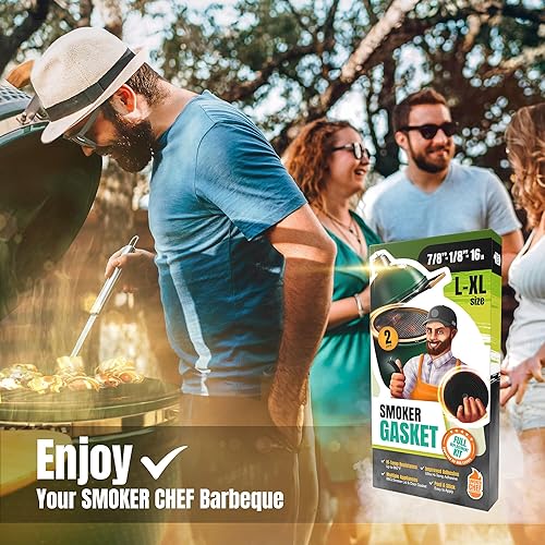Miniatura 7 de Junta apta para Big Green Egg LXLXXL  Paquete de 2 sellos de repuesto de junta de ahumador de 8 pies  Junta BGE 78" x 18" Fieltro - Compatible con