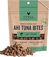 Vista 1 de Vital Essentials Ahi Tuna Bites - Golosinas para gatos, 1.1 onzas, crudas liofilizadas, proteína única, sin granos, sin gluten, sin relleno