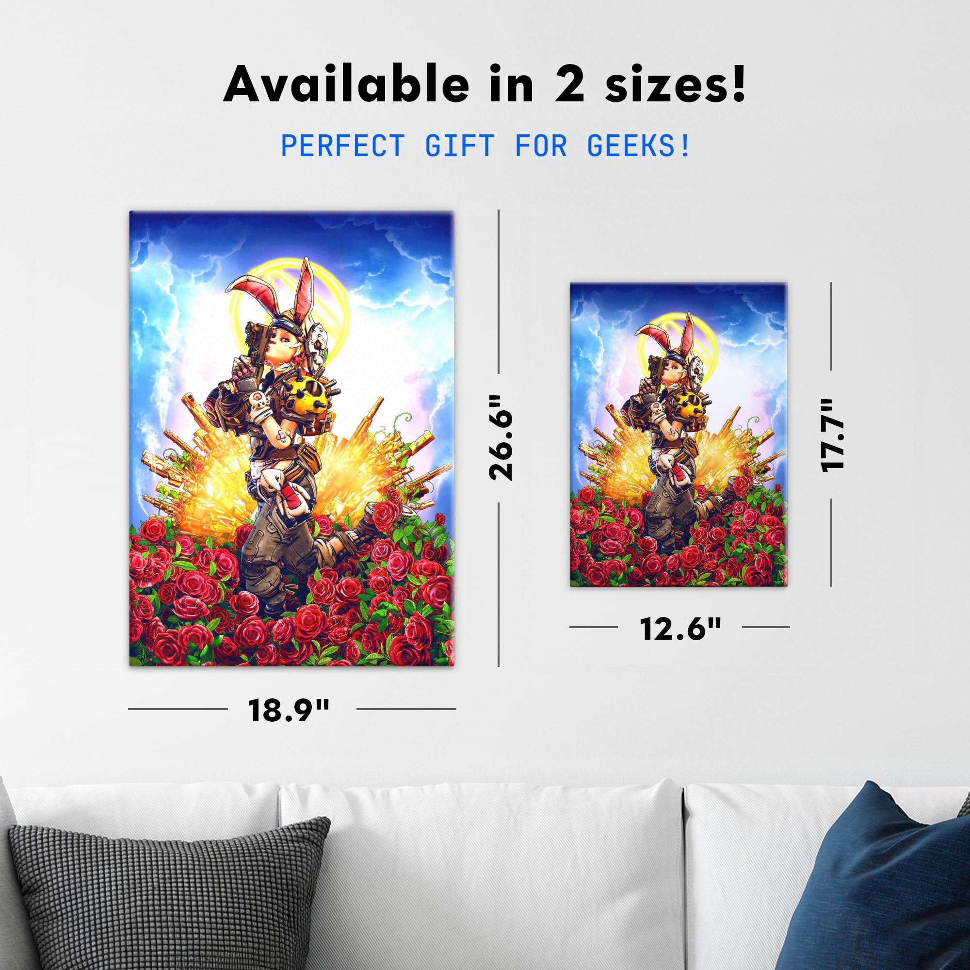 Displate Metall poster Borderlands Tiny Tina Roses Wandkunst Deko Größe L | Bild Plakate für Schlafzimmer Dekor, Geschenke. Magnetische Befestigung Wandposter, Wanddeko. Metall Wandkunst.