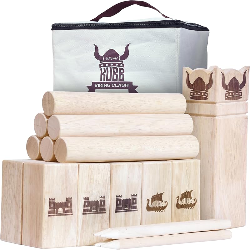 GoSports Kubb Yard Game Set - Elija Regulación o Patio Trasero - Kuub Viking Chess Outdoor Game