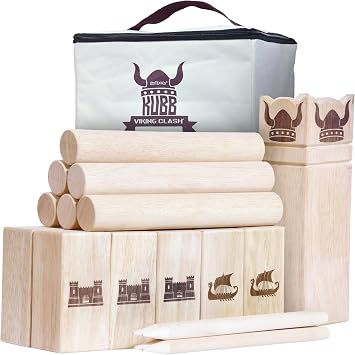مجموعة ألعاب GoSports Kubb Yard - اختر اللائحة أو الفناء الخلفي - لعبة Kuub Viking للشطرنج في الهواء الطلق