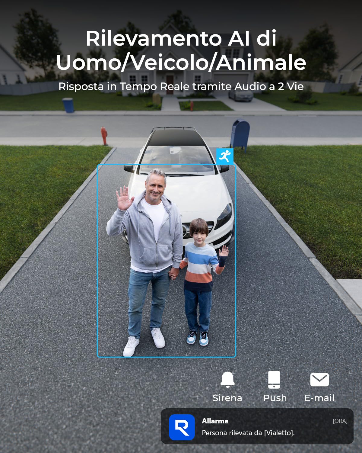 Reolink 16MP PoE Telecamera Esterno, Doppio Obiettivo per Vista Panoramica a 180°, Rilevamento di Uomo/Veicolo/Animale, Audio Bidirezionale, Faretti, Supporta Registrazione Continua 24/7, Duo 3 PoE