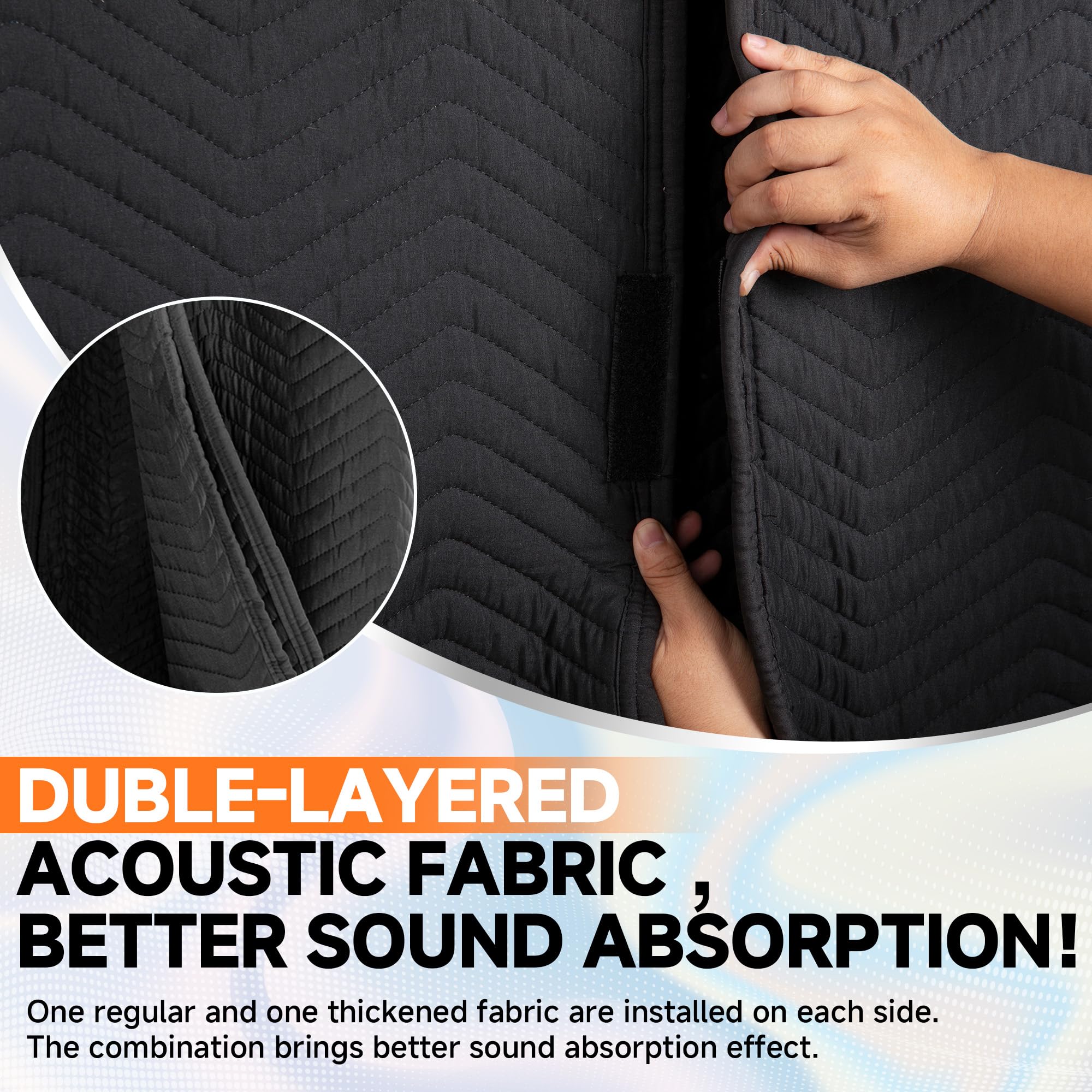 Starfavor Portable Vocal Booth - Sound Booth for Recording Echo-Free Vocals, Double-layer 360 Reverb Stand-In Isolation Shield, Pro-Sound Blankets, Portable Recording Studio with Travel Bag - Image 5