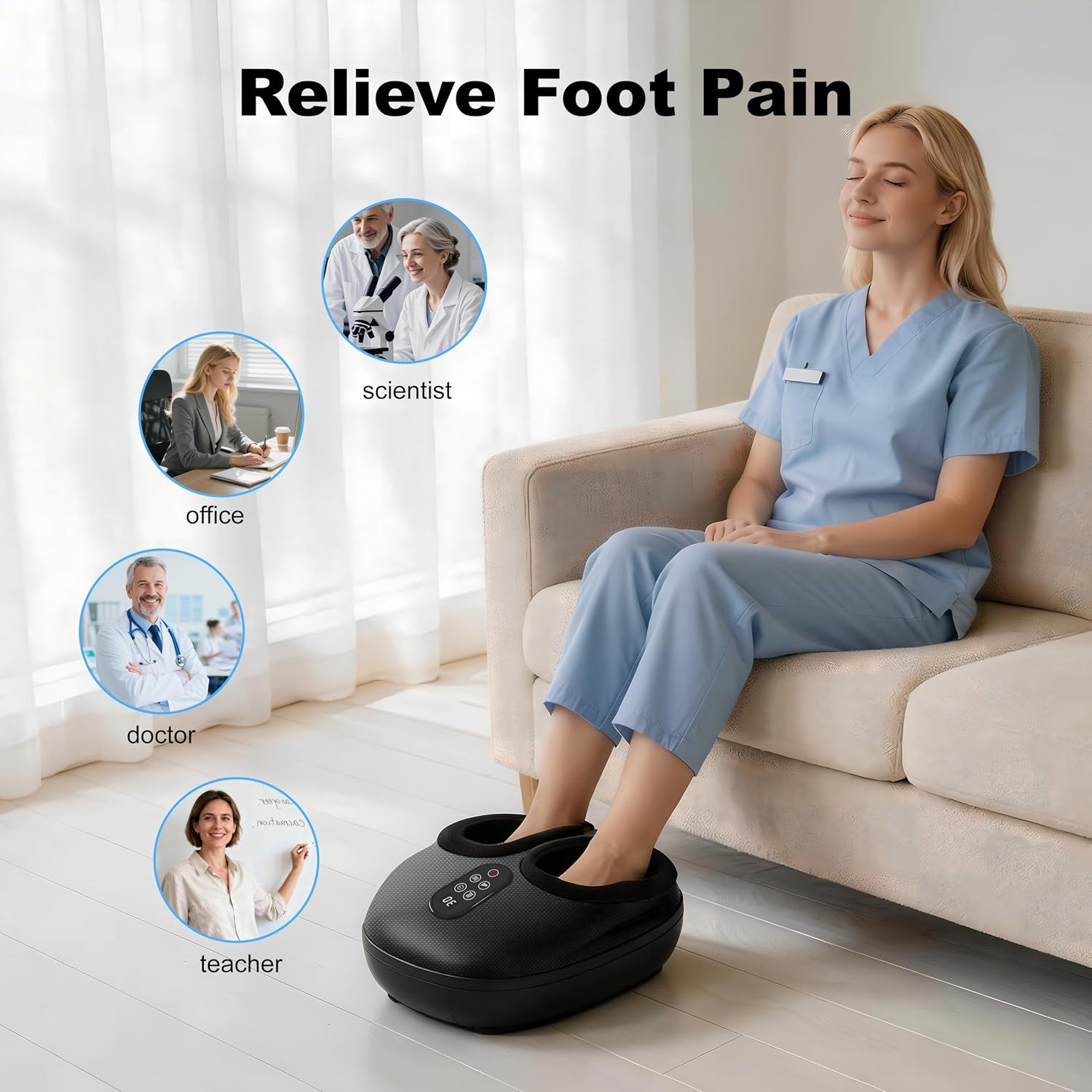 LEERCON Shiatsu Foot Massager with Heat, Foot Massager for Neuropathy | Rolling & Air Compression , 6 Modes Deep Kneading Therapy for Plantar Fasciitis Relief, Birthday Gifts for Women Mom Dad