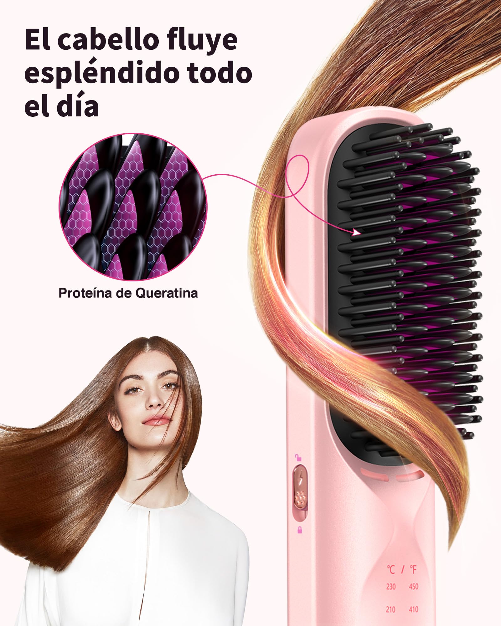 Bopcal Cepillo Alisador Pelo Inalámbrico, 10000mAh Mini Plancha del Pelo Profesional 3 in 1, Calentamiento Rápido 30S, Anti-Escaldaduras, 6 Temperaturas, 120-230 ℃, Use en Casa/Viaje