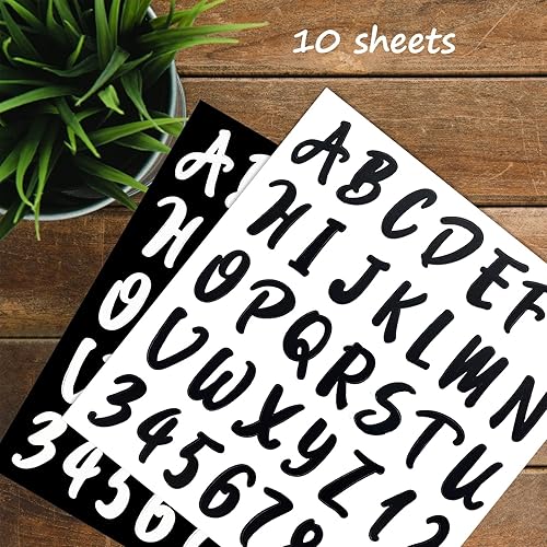 Miniatura 7 de 360 piezas de 10 hojas autoadhesivas de vinilo con números de letras, calcomanías de números del alfabeto para buzones, letreros, ventanas, puertas,