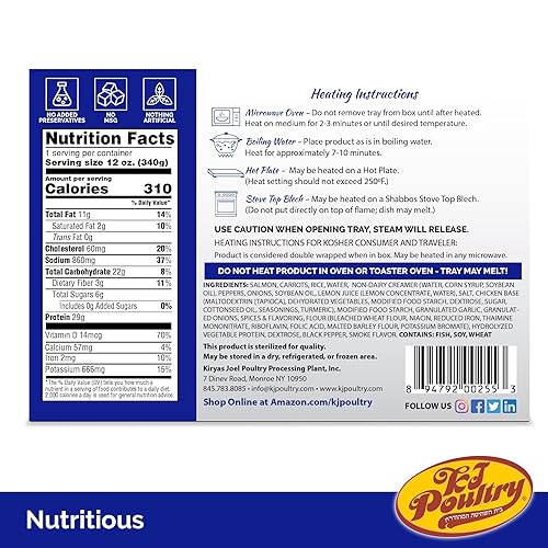 Vista 2 de KJ Poultry Kosher Ready Meals - Filete de salmón y pescado, comida Parve MRE lista para comer, alimentos proteicos, halal, (1 unidad) preparado