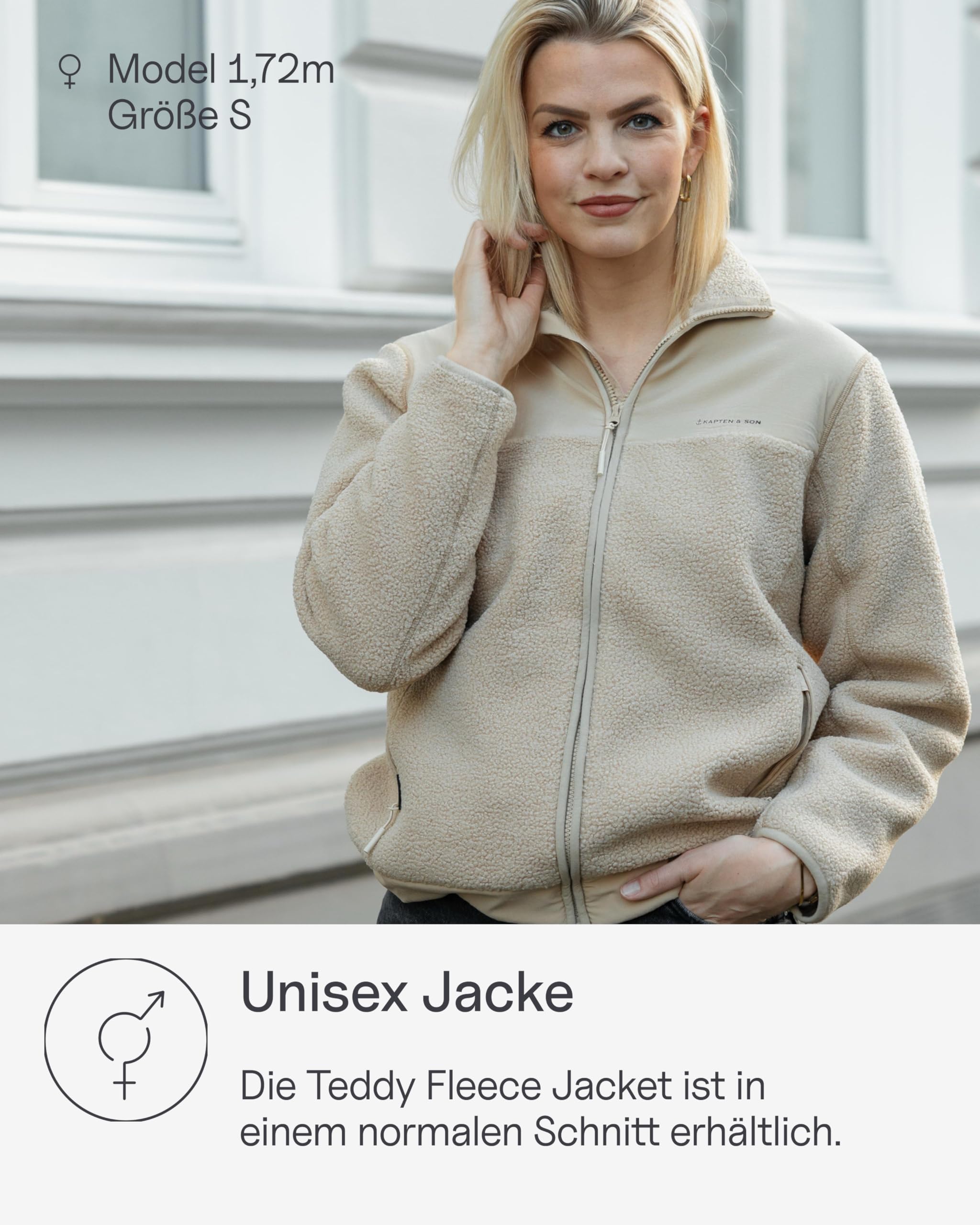 Kapten & Son Teddy Fleecejacke Damen & Herren | Weiche Teddyfleecejacke in All Black, Sandstone, Forest Green XS - XL | gefütterte Taschen mit Reißverschluss, verstellbarer Bund | Outdoor, Alltag