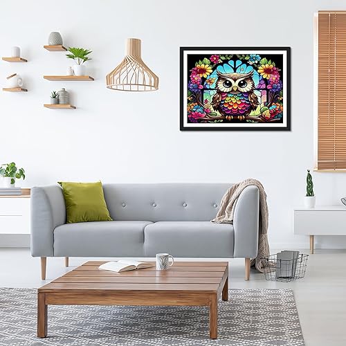 Miniatura 3 de EOBROMD Kits de pintura de diamante de búho para adultos, kits de pintura de diamante 5D para principiantes, pintura de animales con puntos de