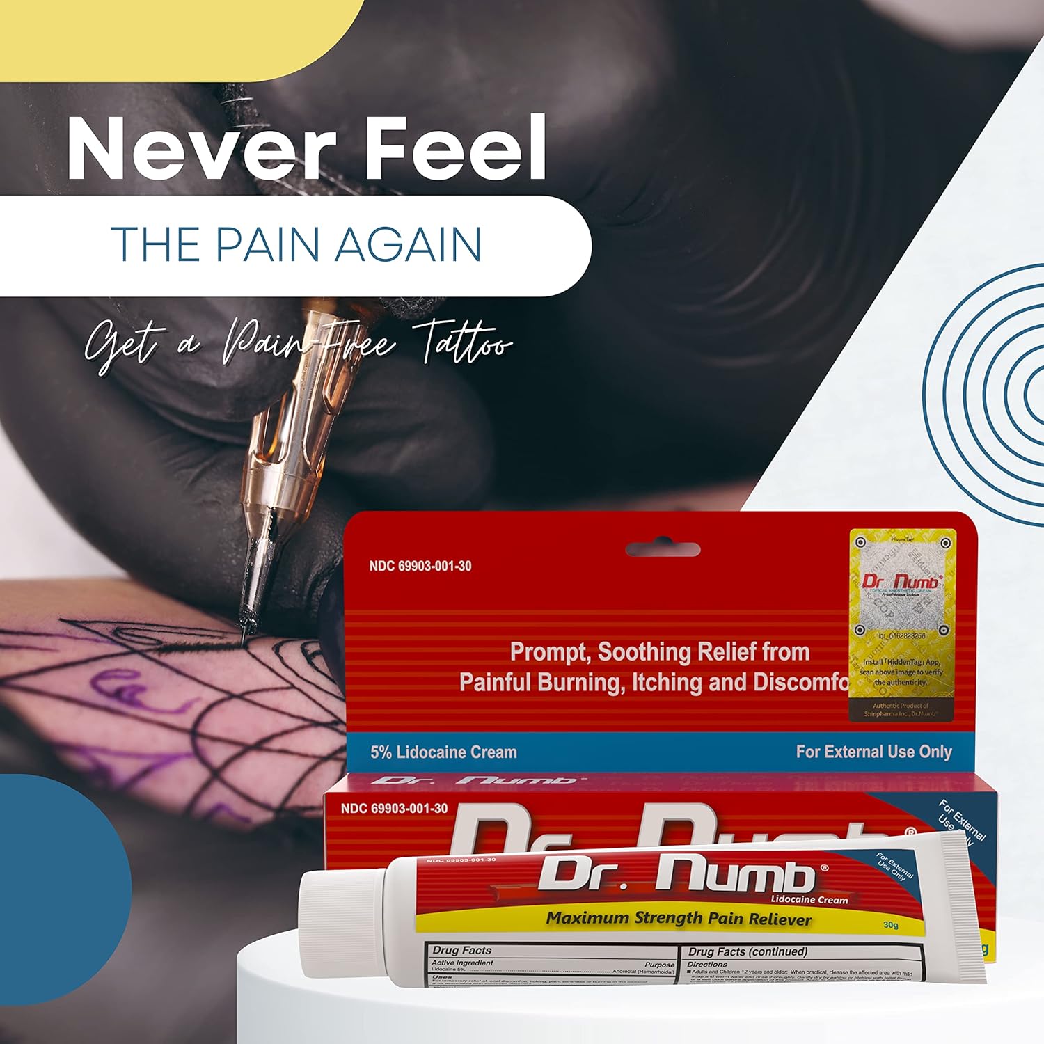 Buy Dr. Numb 5 Lidocaine Topical Anesthetic Numbing Cream for Pain Relief, Maximum Strength