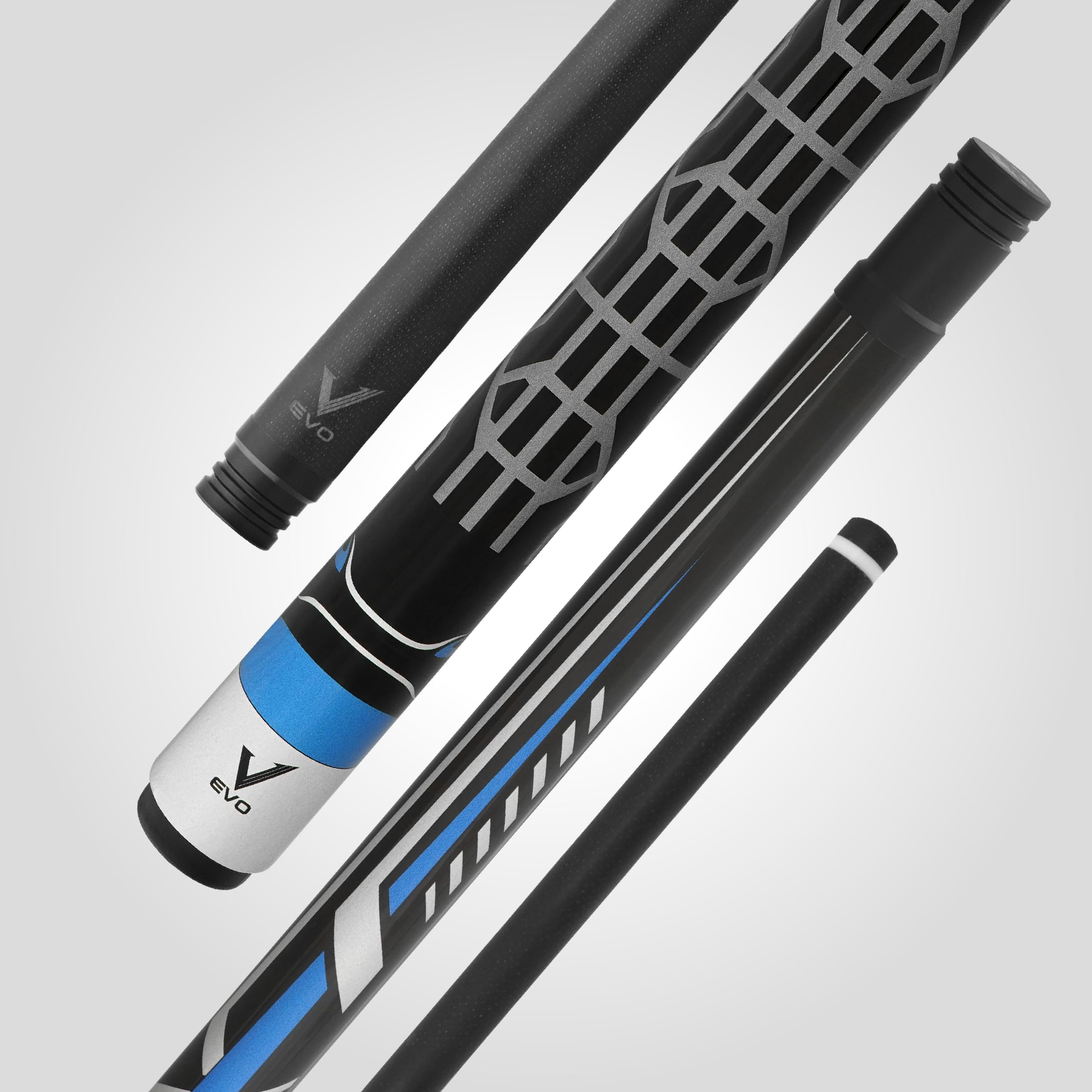RHINO Racing Pool Cue - Blue - 3/8-8 Joint -Premium Carbon Shaft, 12.5mm Tip Diameter, Pro Taper. Composite Butt