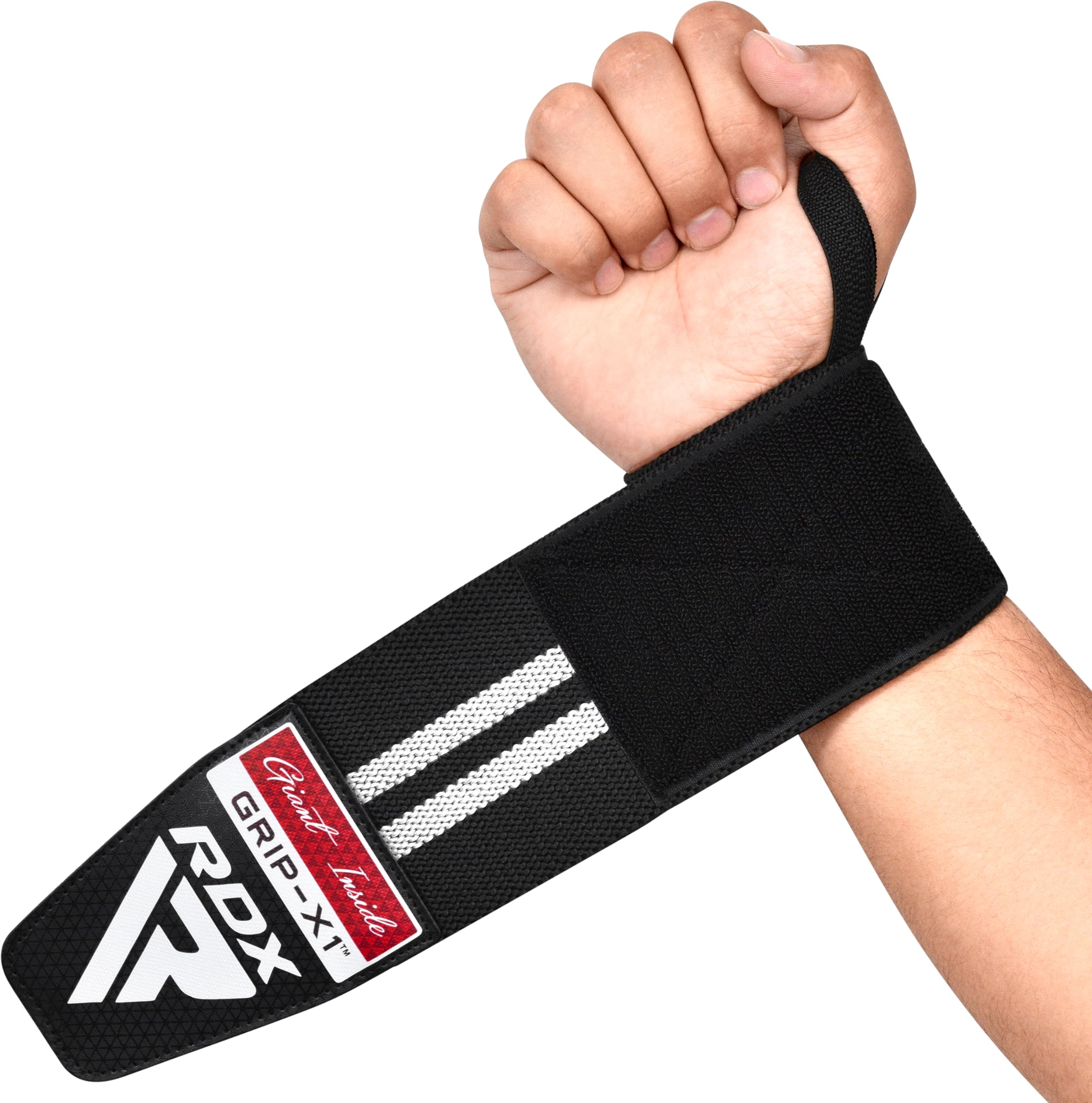 RDX WR11 Gym Wrist Wraps – Heavy-Duty Cotton, Extra-Wide Design, Adjustable Quick-EZ Closure, 25% Stretchability, One Size, Approved by USPA & IPL, Multiple Colors (White)