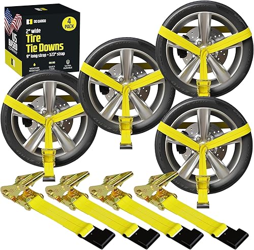 DC Cargo Mall Paquete de 4 correas de amarre de automóvil para remolques de 2 pulgadas x 10 pies  Límite de carga de trabajo de 10,000 libras