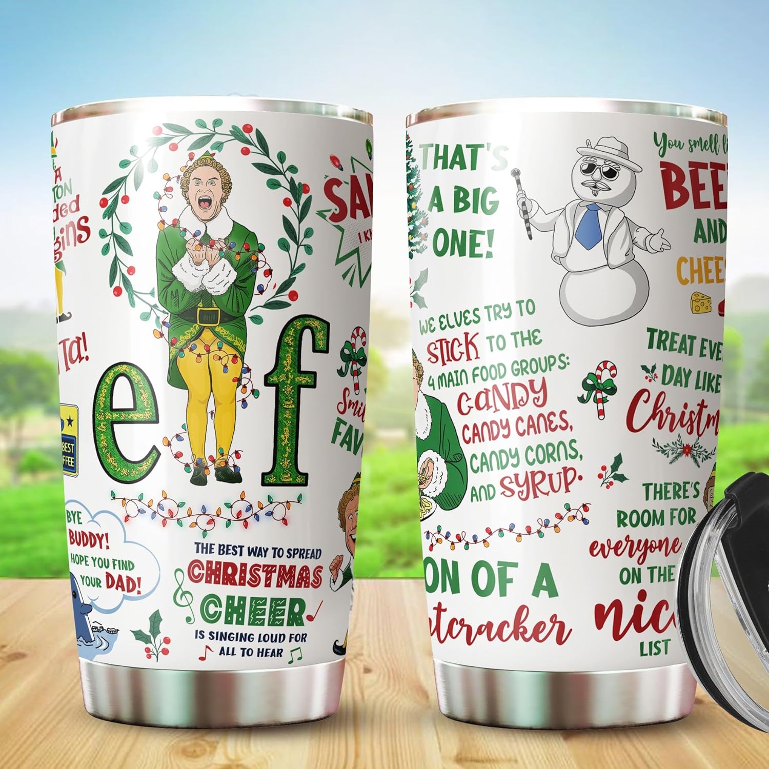 Christmas Elf Tumbler - Elf Coffee Mug - Christmas Movie Coffee Cup - Gifts For Friend, Coworker or Birthday - Image 2