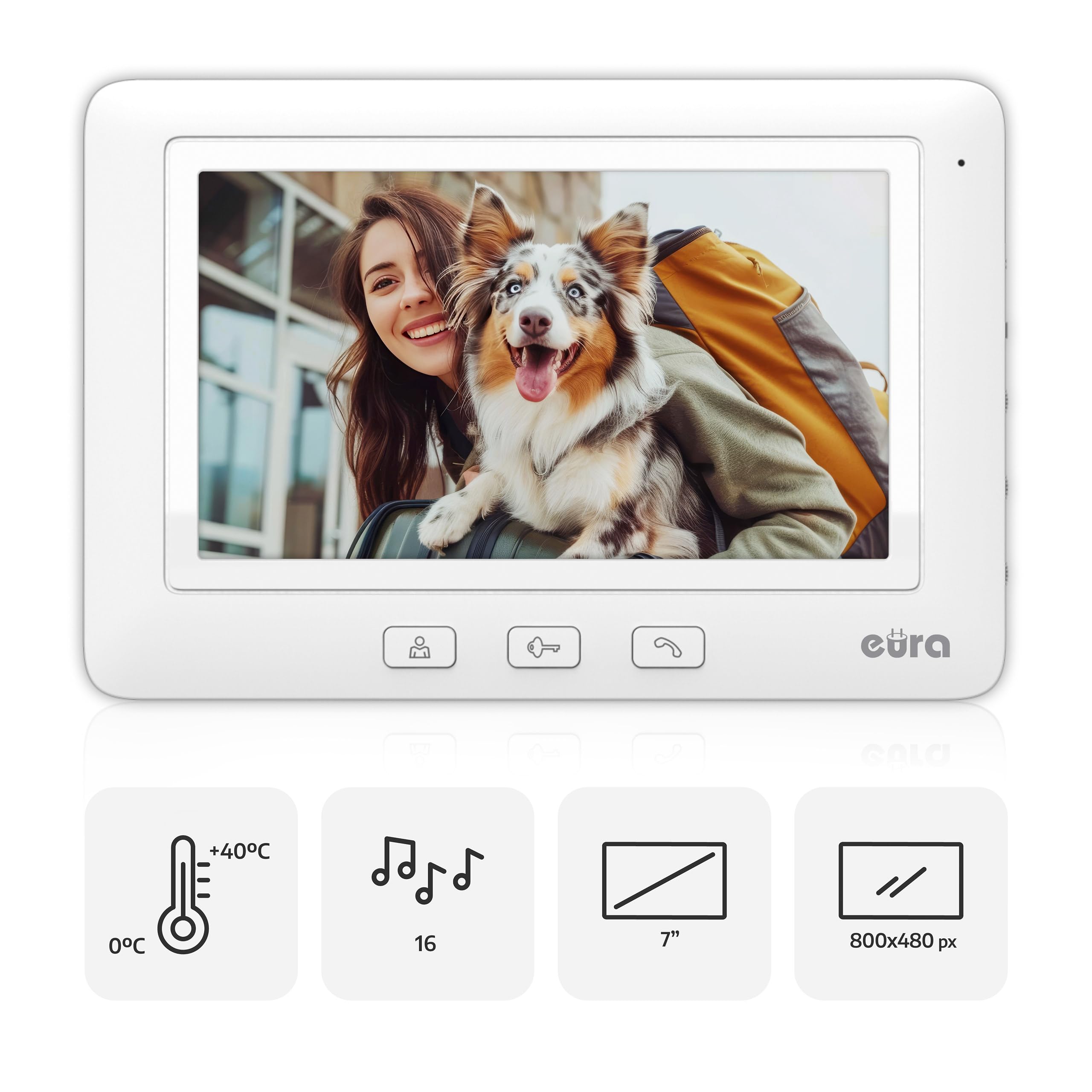 Eura VDP-45A3 Alpha Video-Türsprechanlage Gegensprechanlage, Weiss, 7-Zoll-Farbmonitor, 4 Draht