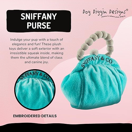 Vista 3 de Dog Diggin Designs Colección Runway Pup Juguetes de peluche únicos de parodia chirriante para perros - Monederos y bolsos de alta costura