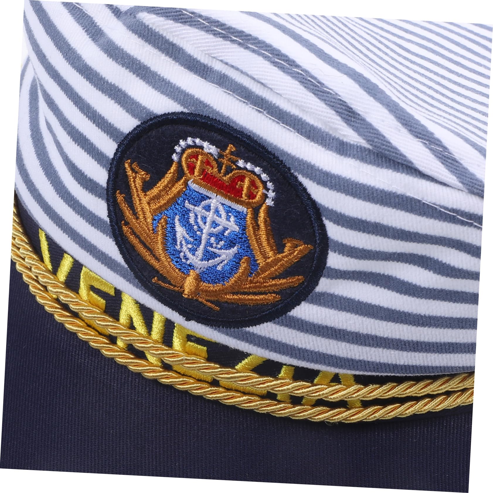 Didiseaon Cappello da Marinaio Cosplay 2 Pezzi in Cotone, Regolabile | Visiera Curva, Ricamo Blu a Righe, per Party e Viaggio, Taglie Adulto 58cm e Bimbo 54cm