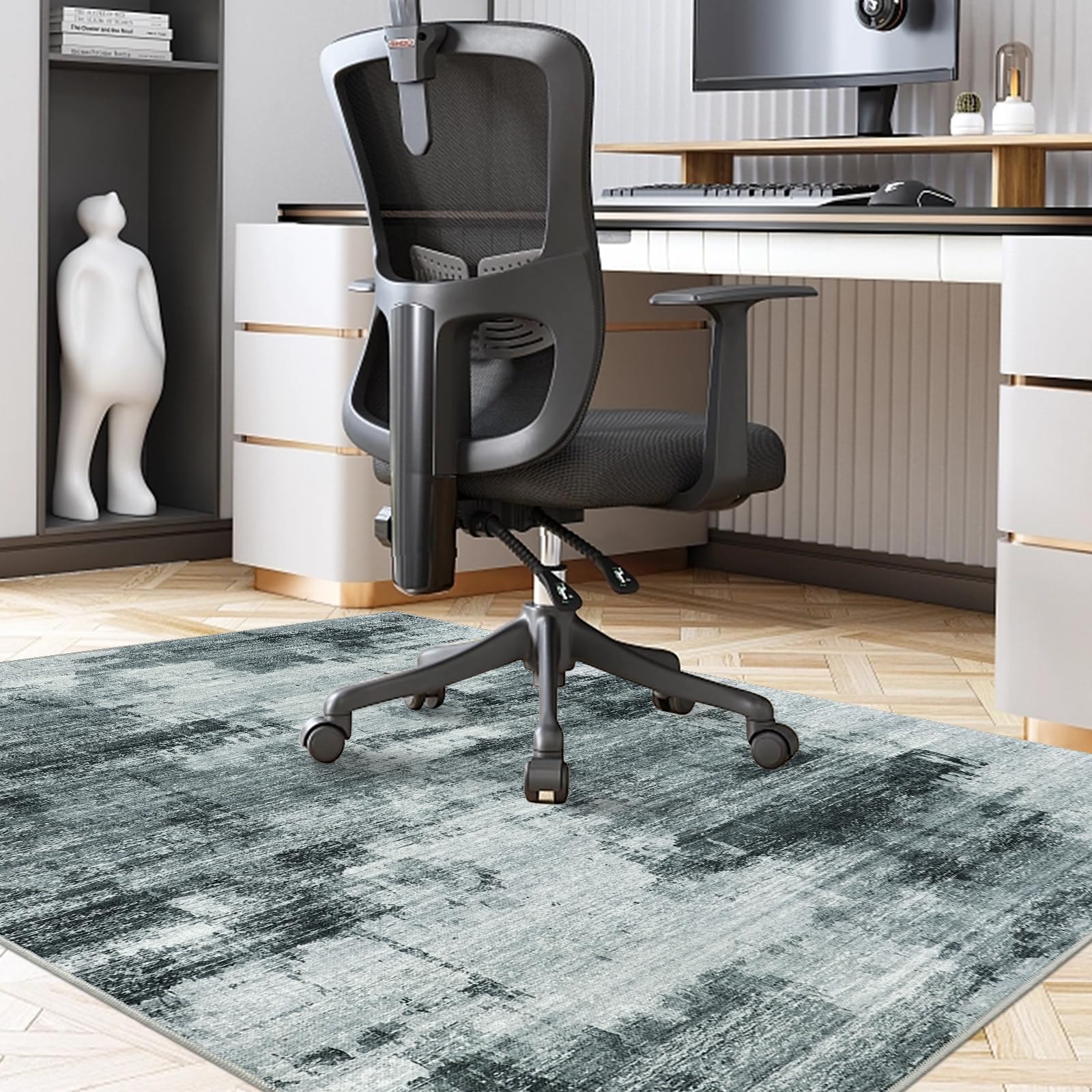 Famibay Office Chair Mat for Hardwood Floor 120x150cm Desk Chair Mat Large Dark Grey Office Chair Floor Protector Mat Rubber for Hard Wooden Tile Anti Skidding Washable