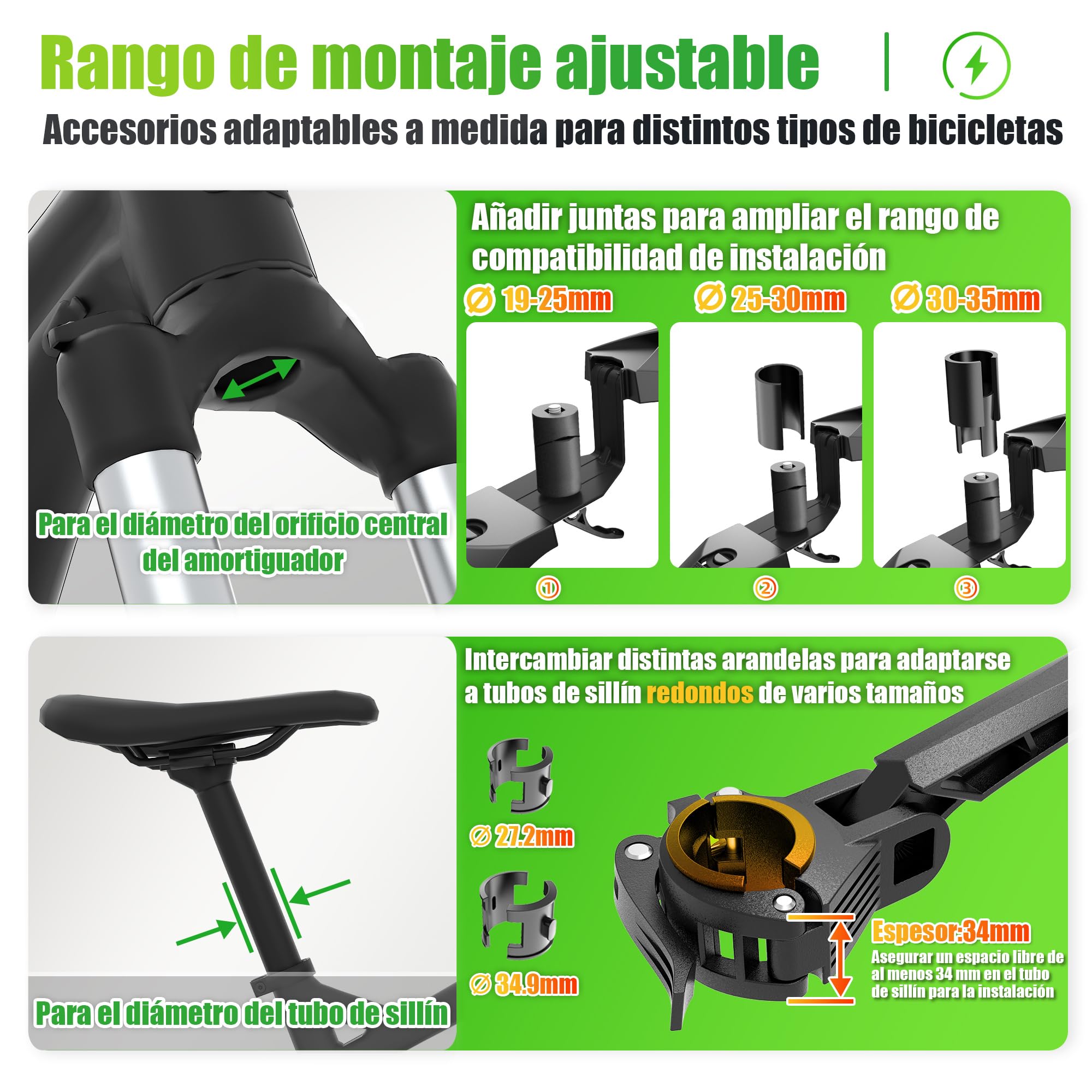 RBRL Guardabarros Bicicleta, Guardabarros de Liberación Rápida, Guardabarros Universales para Bicicletas de Montaña de 24 a 29 Pulgadas, Protege contra Salpicaduras de Agua y Suciedad