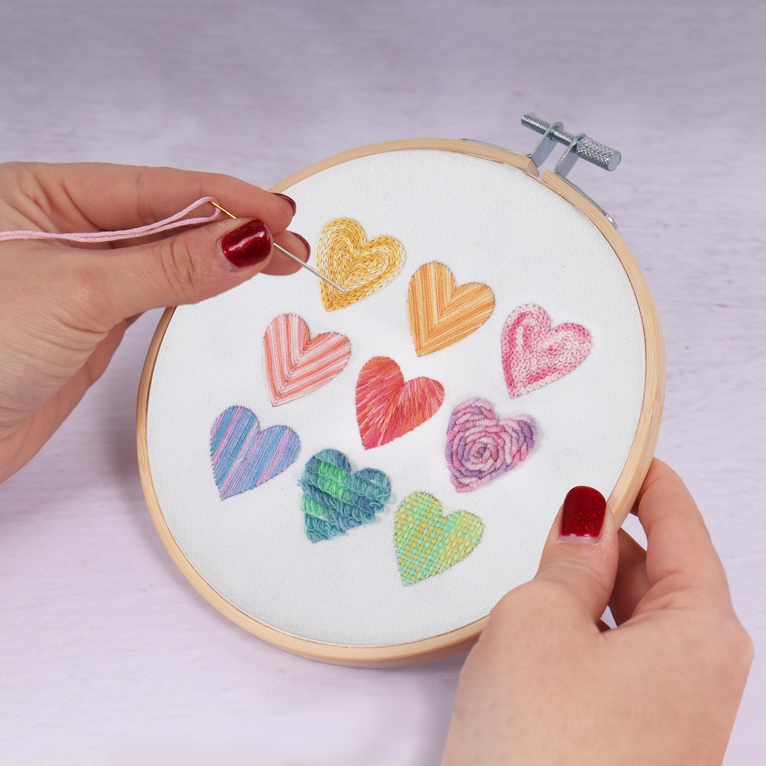 Trimits Embroidery Hoop Kits, 15cm 6” Beginner Starter Set, Includes Bamboo Hoop Threads Cloth Needle Backing & Instructions - Image 3