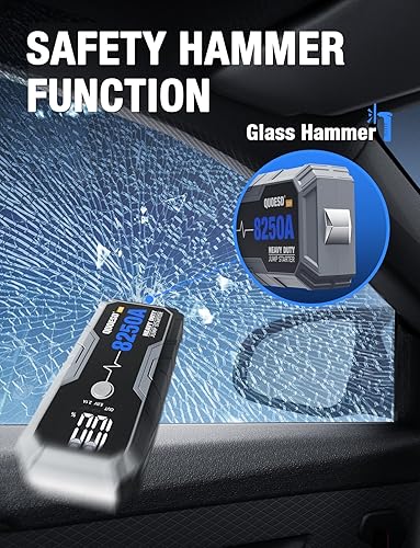 Miniatura 8 de Batería de arranque de salto 8250A (para todo el gas o 10.0+L Diesel), arranque de auto resistente potable de 12 V con banco de energía de 60 W, 48