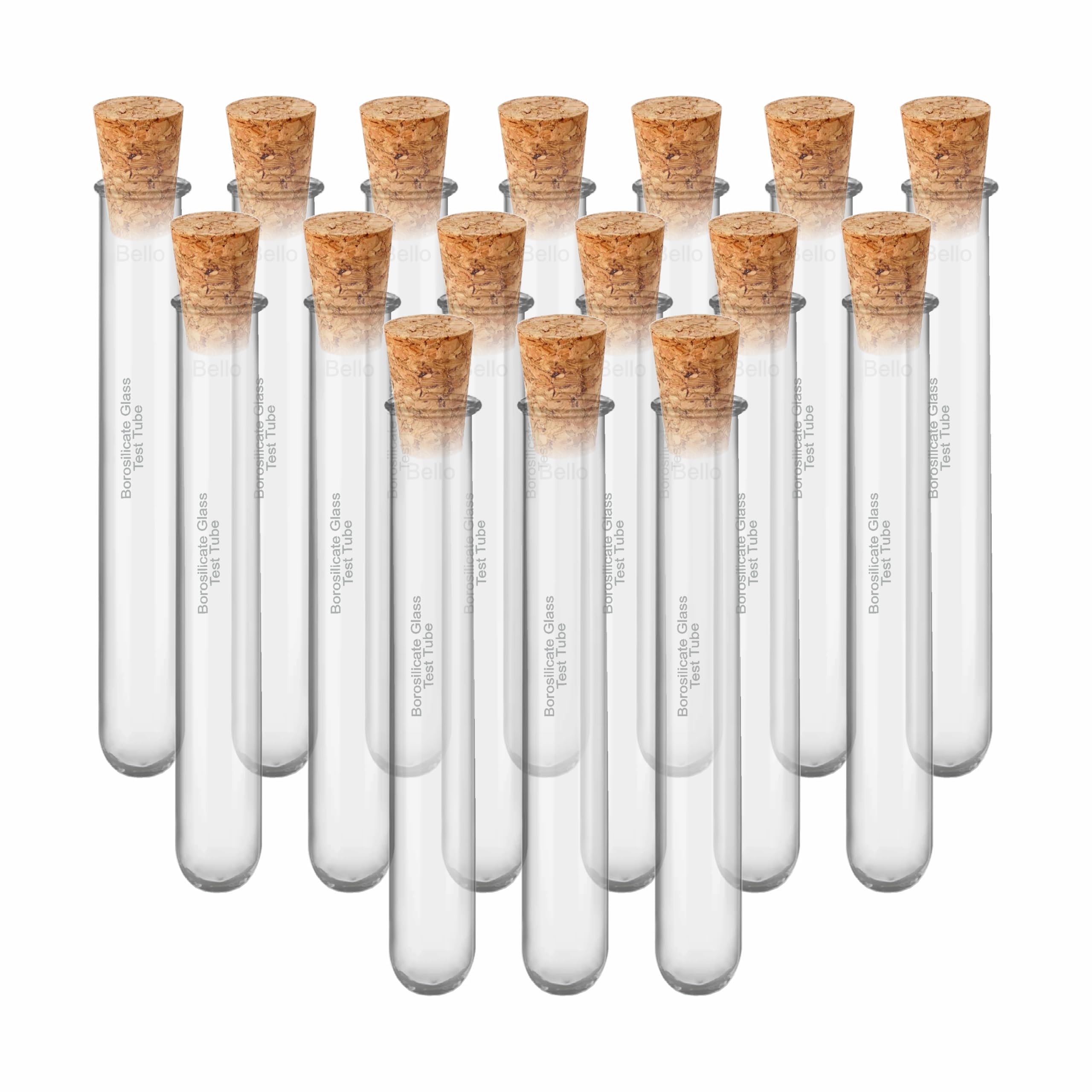 Bello Borosilicate Glass Test Tube 15X125 With Wooden Cork Stopper Set Of (16 Test Tube, 16 Cork) for School College Lab Laboratory, Plants Scientific Experiments Etc.-image-7