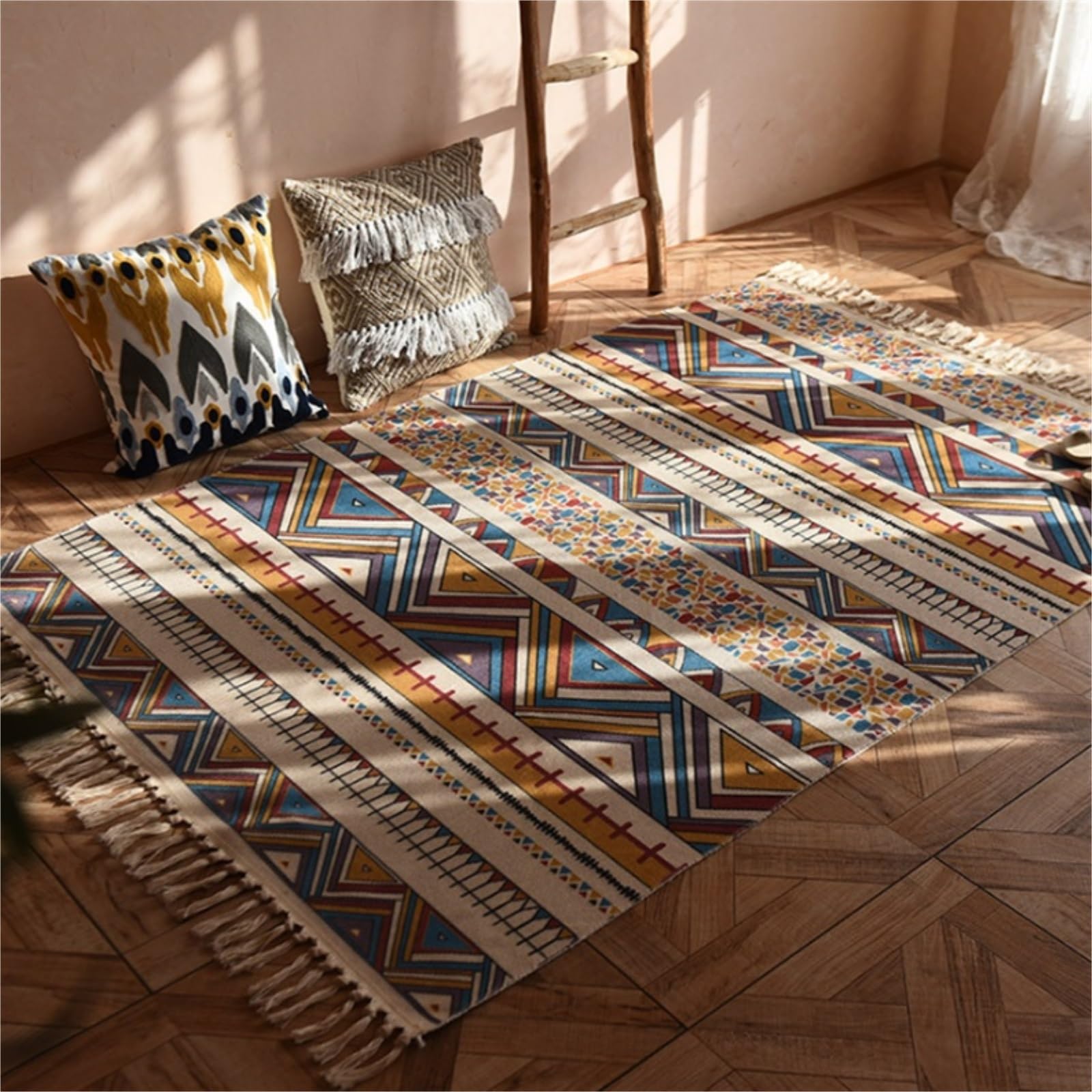 Tappeto in cotone con nappe marocchine, per la decorazione della casa, zerbino per interni, tappetino da bagno, tappeto da ingresso, 120 x 170 cm