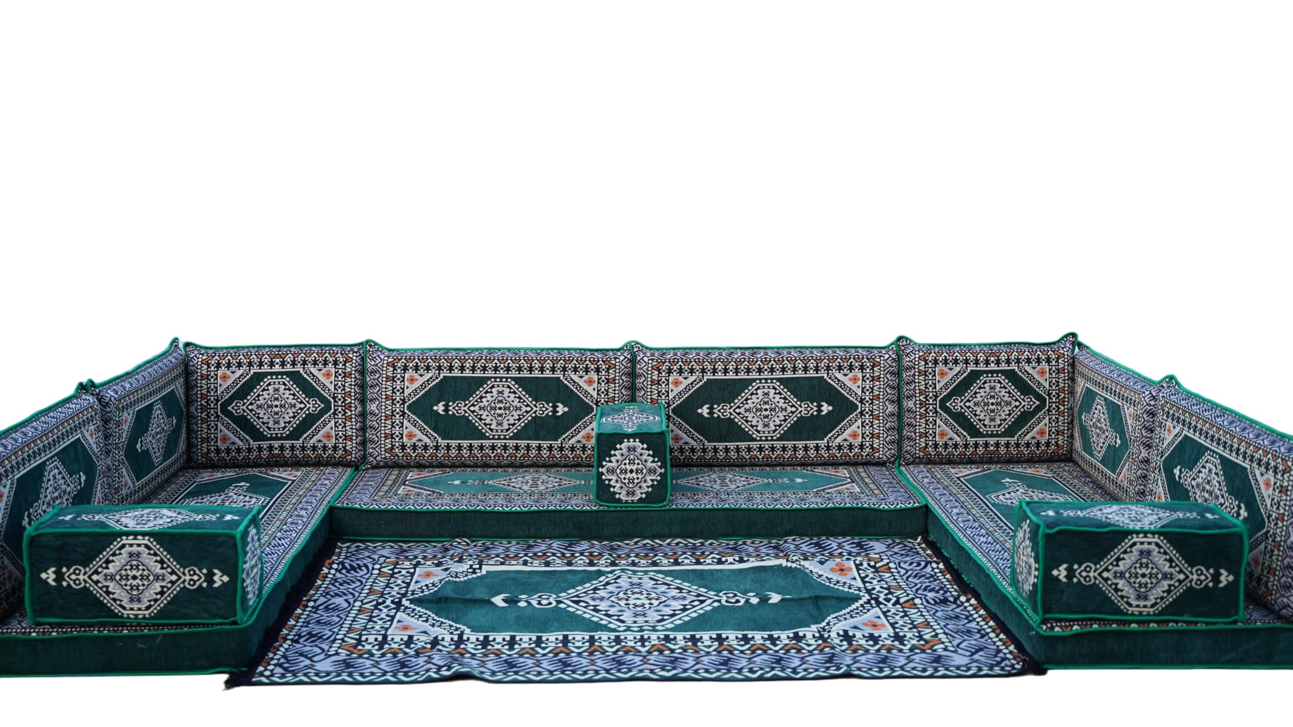 arabicsofa U Shaped Set, Arabic Majlis, U Shaped Living Room Sofas, Floor Couch, Indoor Floor Sofas, Floor Cushions, Floor Pillow, Cozy Sofa (U Sofa + Rug)
